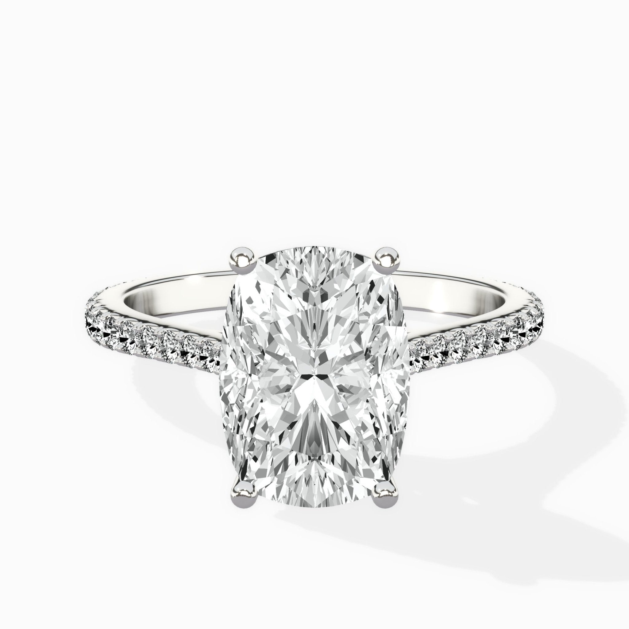 Brilliant Pave Shank Solitaire Ring Engagement Ring - The Better Diamonds