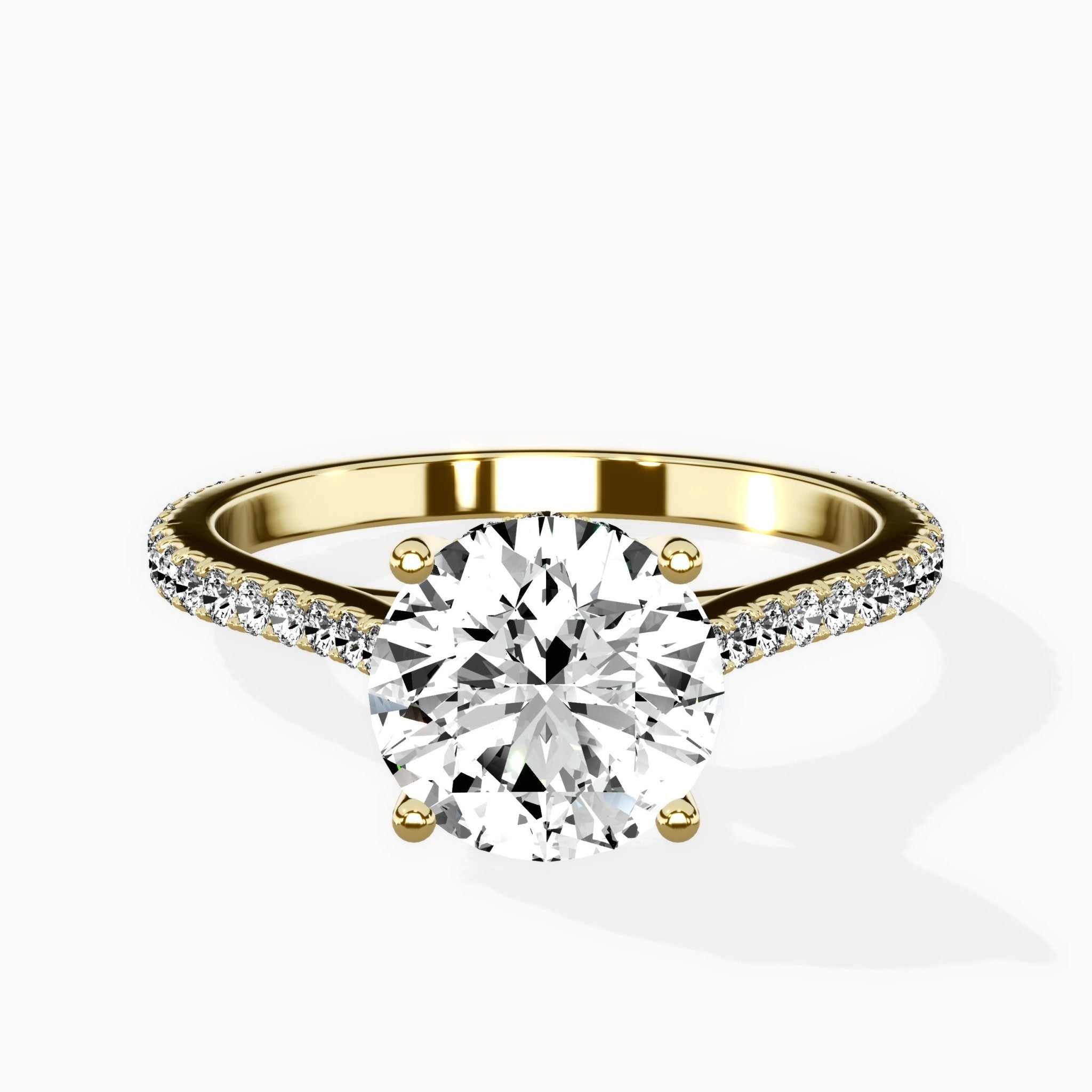 Brilliant Pave Shank Solitaire Ring Engagement Ring - The Better Diamonds