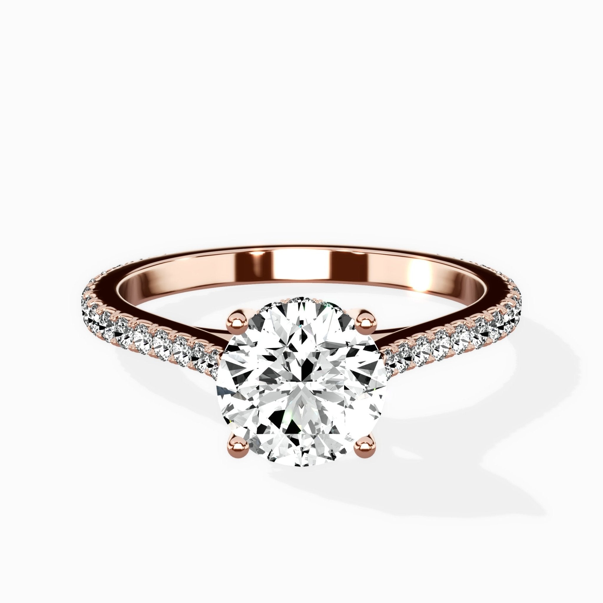 Brilliant Pave Shank Solitaire Ring Engagement Ring - The Better Diamonds