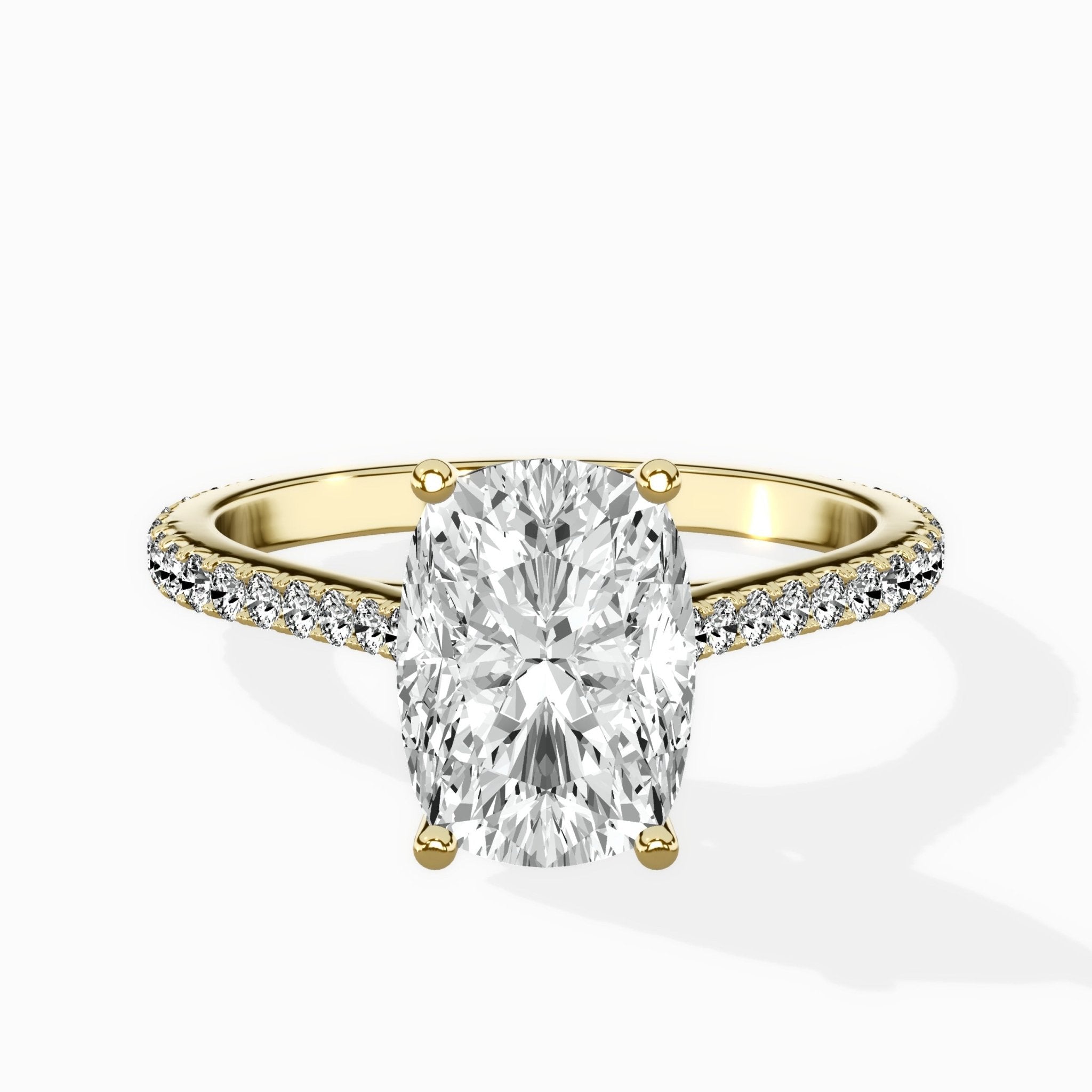 Brilliant Pave Shank Solitaire Ring Engagement Ring - The Better Diamonds