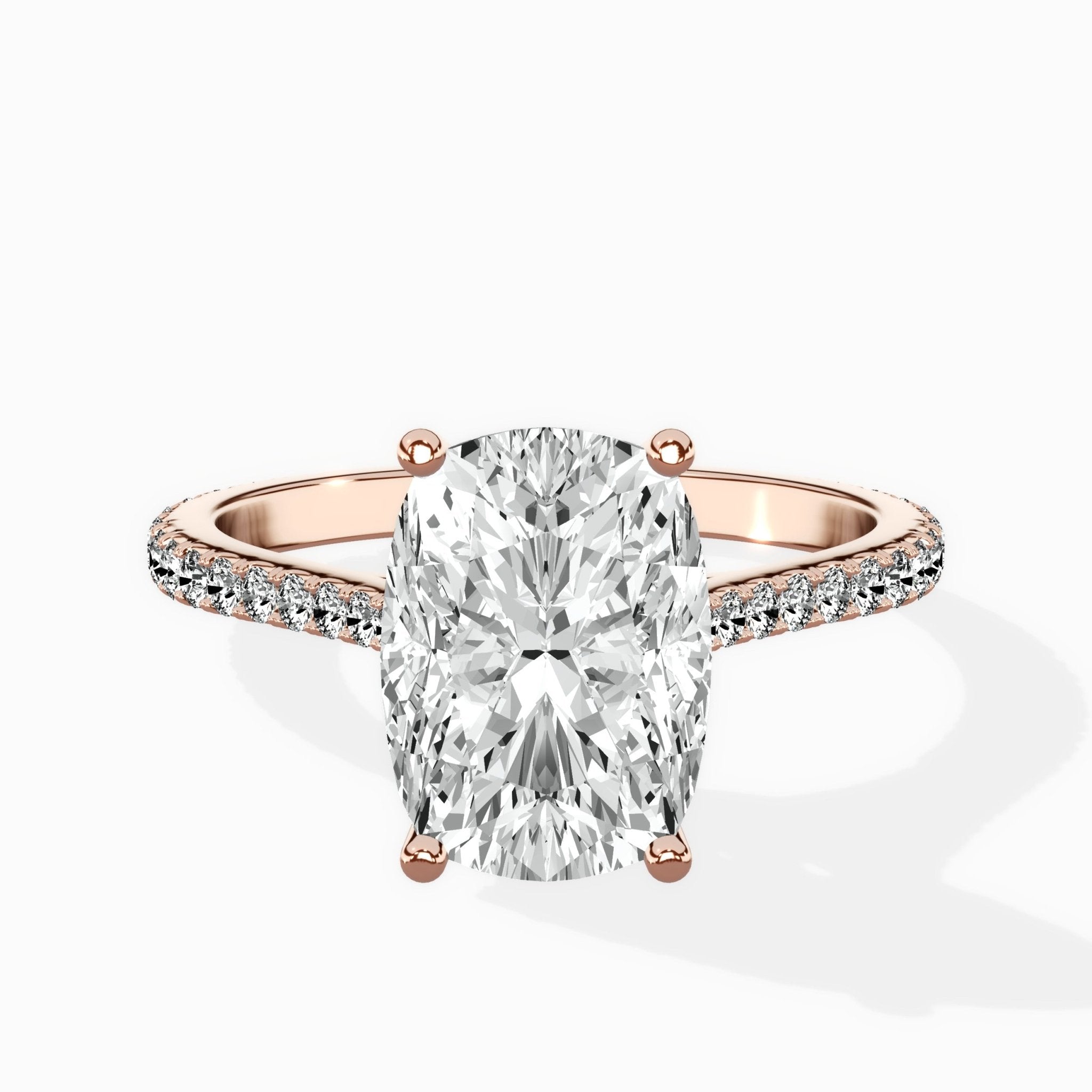 Brilliant Pave Shank Solitaire Ring Engagement Ring - The Better Diamonds