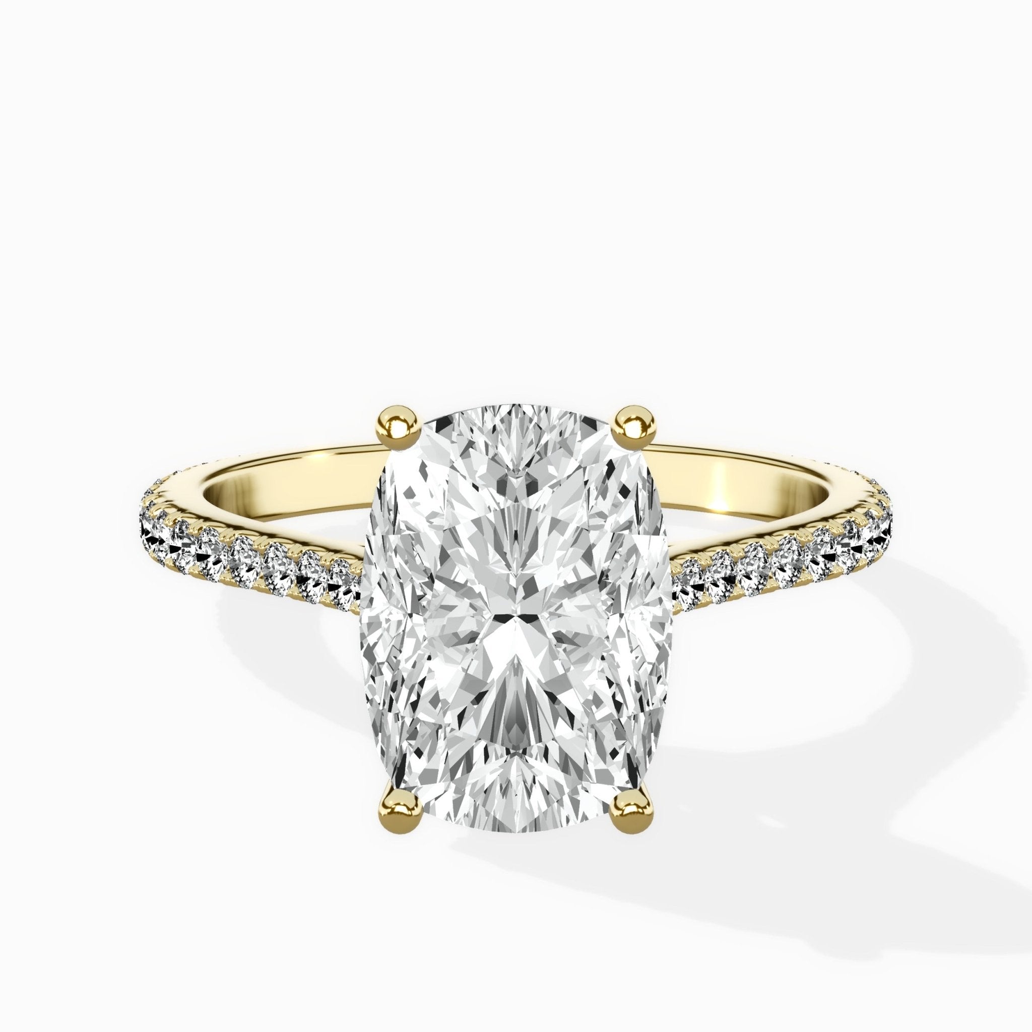Brilliant Pave Shank Solitaire Ring Engagement Ring - The Better Diamonds