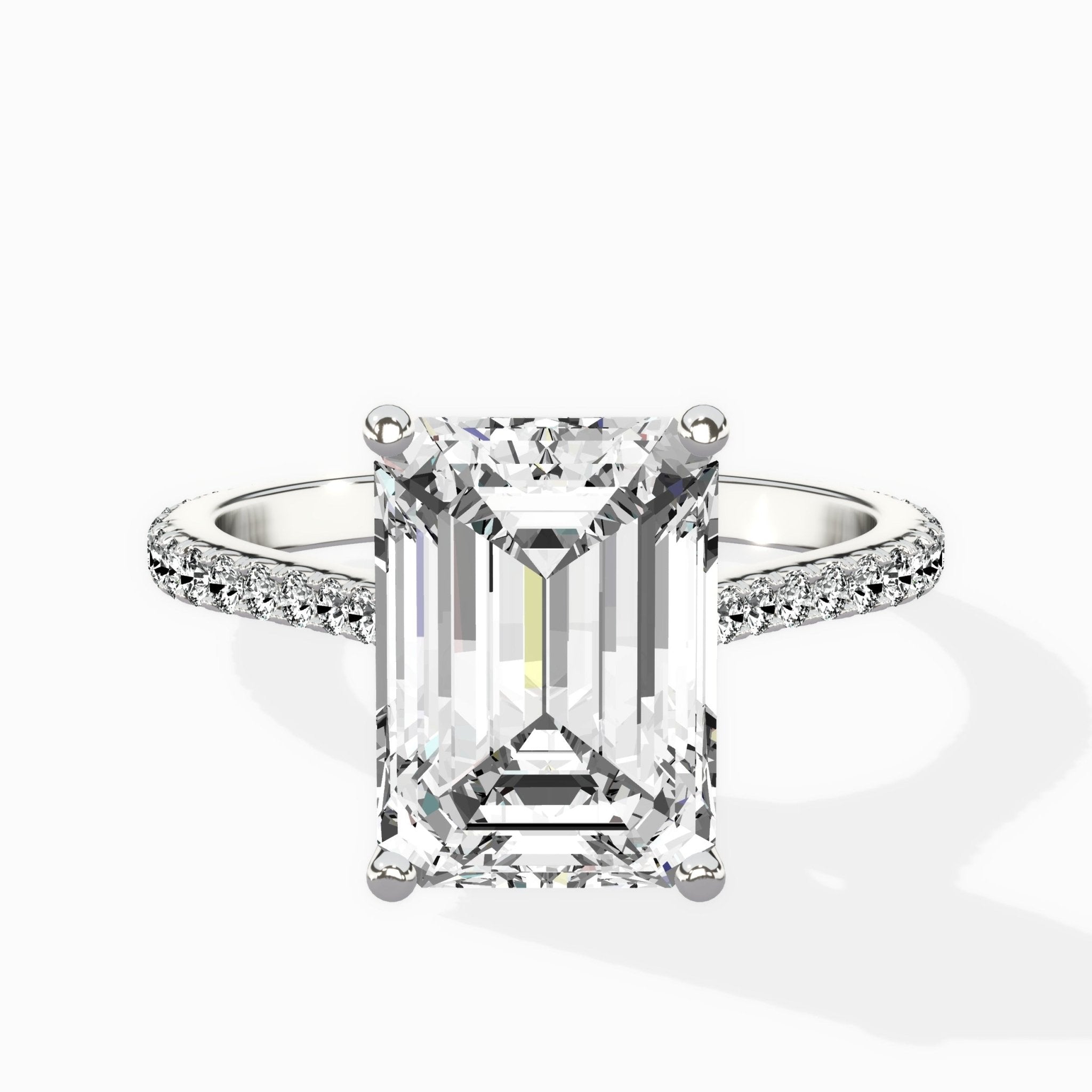 Brilliant Pave Shank Solitaire Ring Engagement Ring - The Better Diamonds