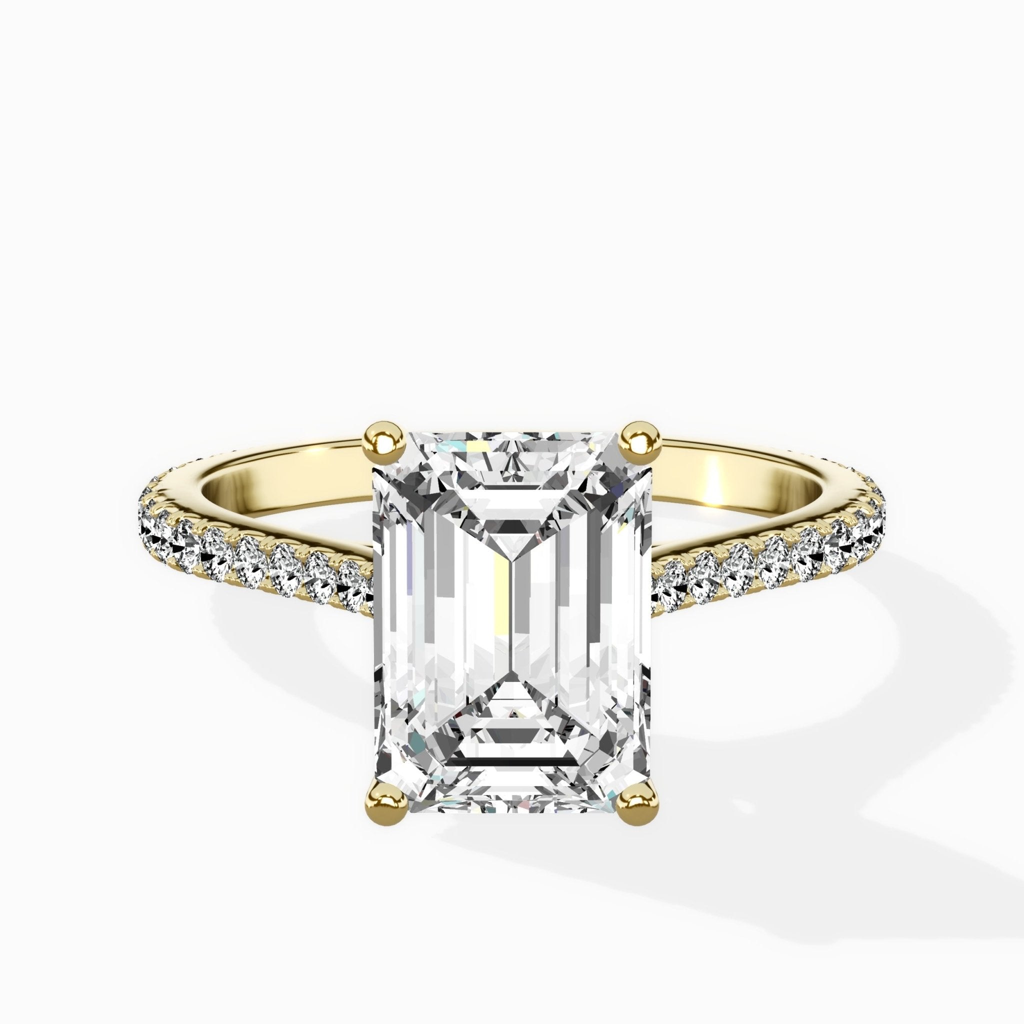 Brilliant Pave Shank Solitaire Ring Engagement Ring - The Better Diamonds