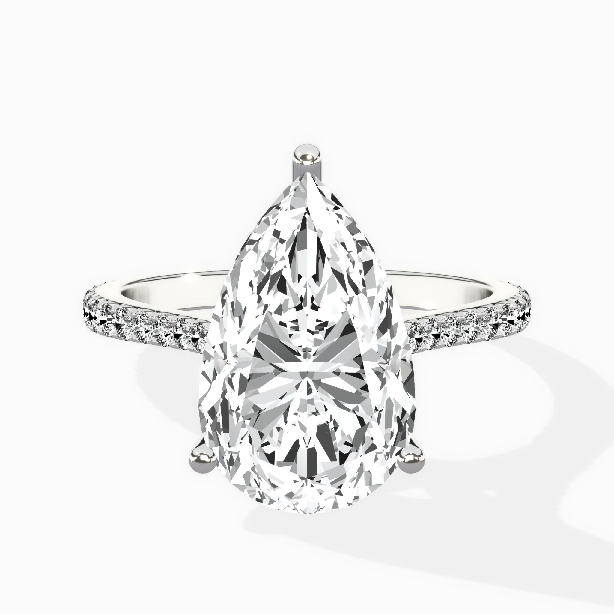 Brilliant Pave Shank Solitaire Ring Engagement Ring - The Better Diamonds