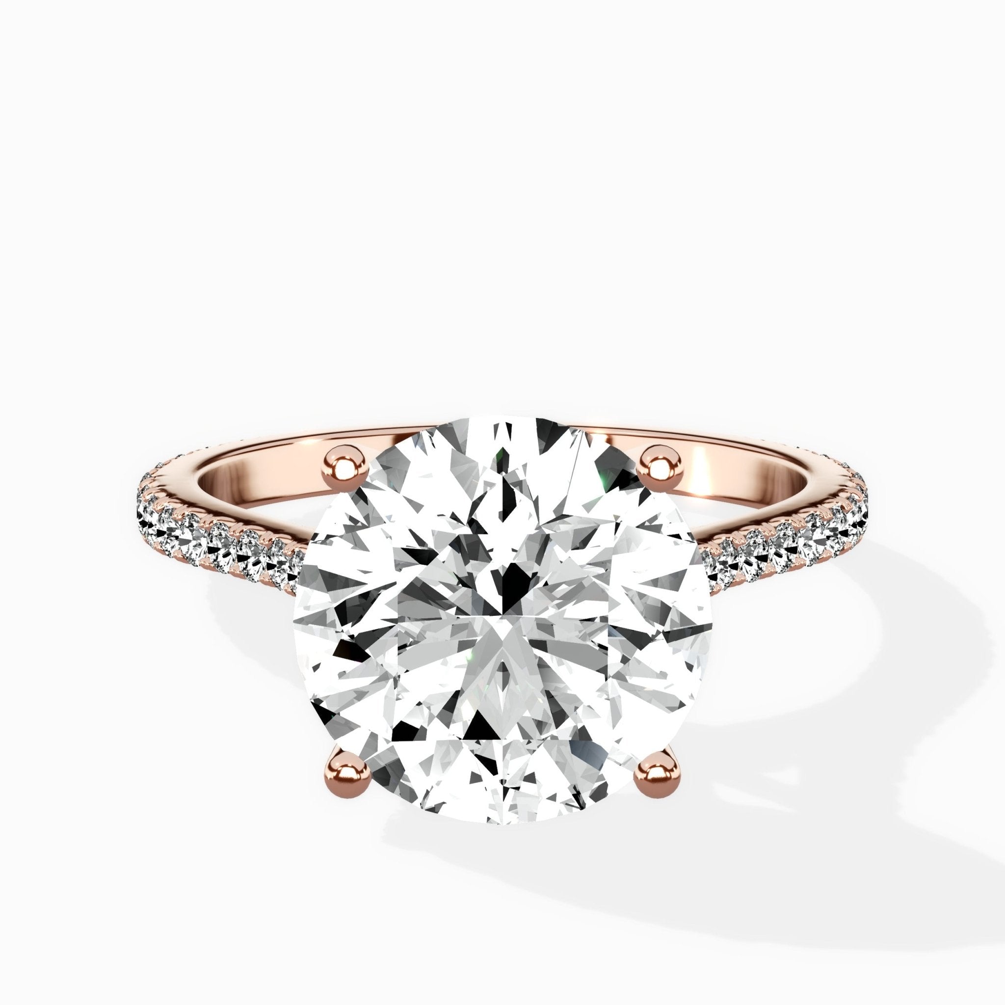Brilliant Pave Shank Solitaire Ring Engagement Ring - The Better Diamonds