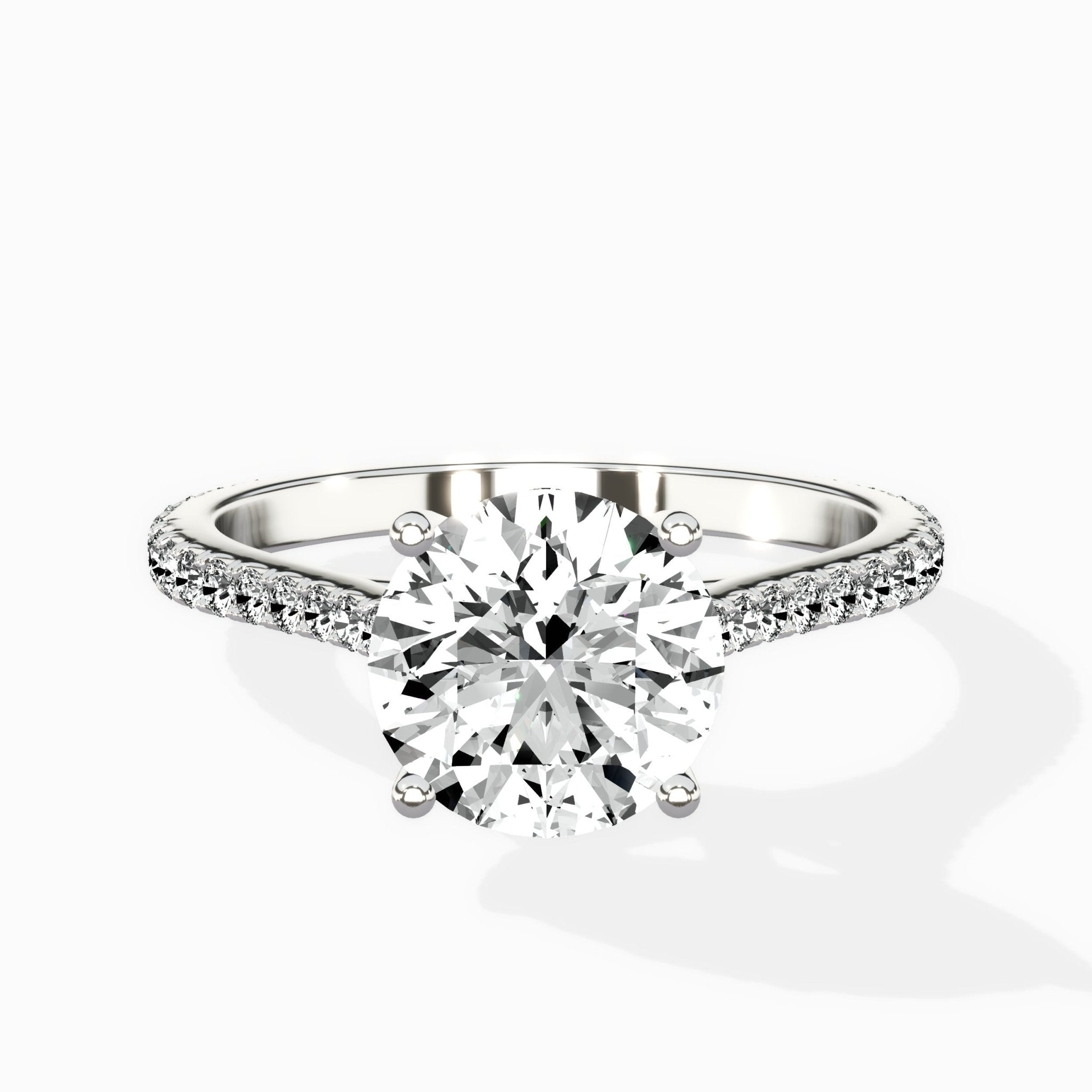 Brilliant Pave Shank Solitaire Ring Engagement Ring - The Better Diamonds