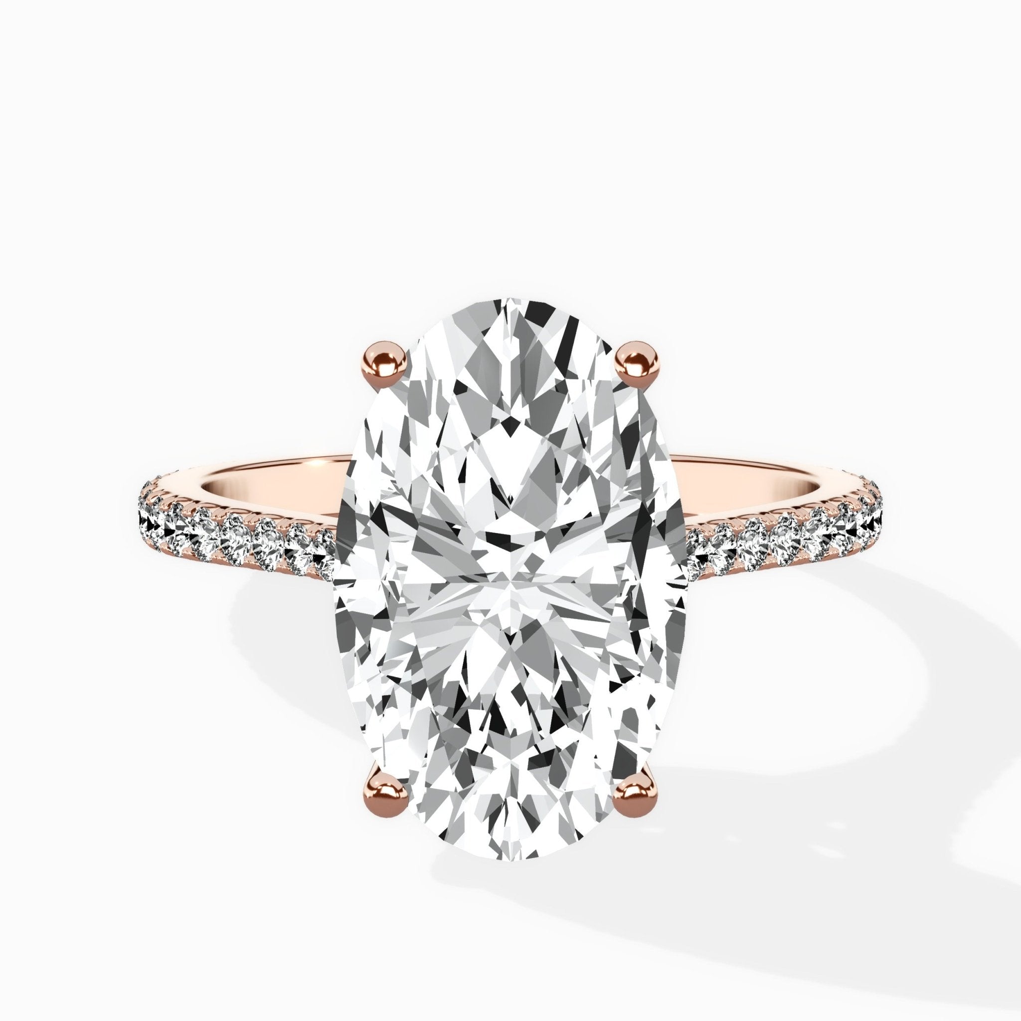 Brilliant Pave Shank Solitaire Ring Engagement Ring - The Better Diamonds