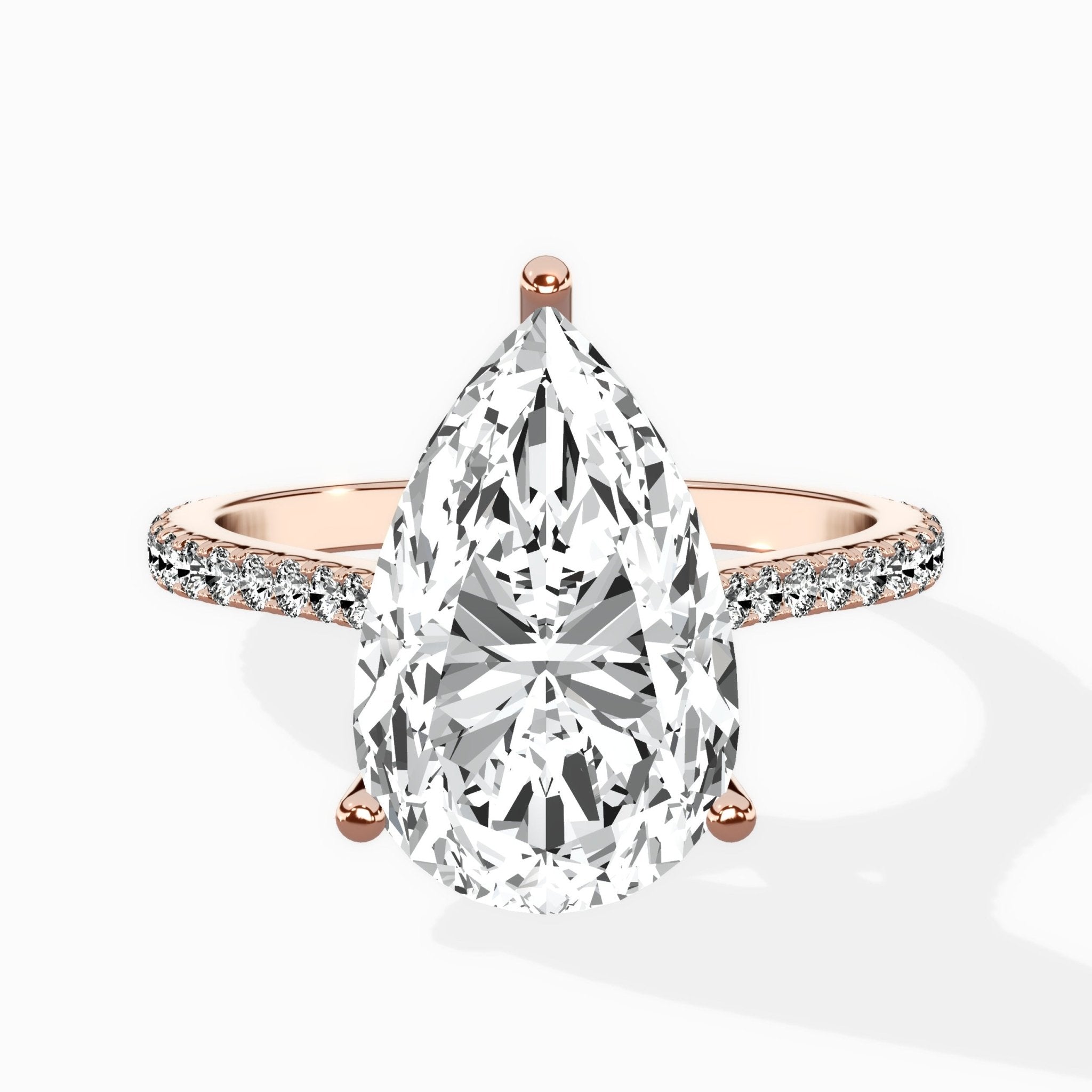 Brilliant Pave Shank Solitaire Ring Engagement Ring - The Better Diamonds