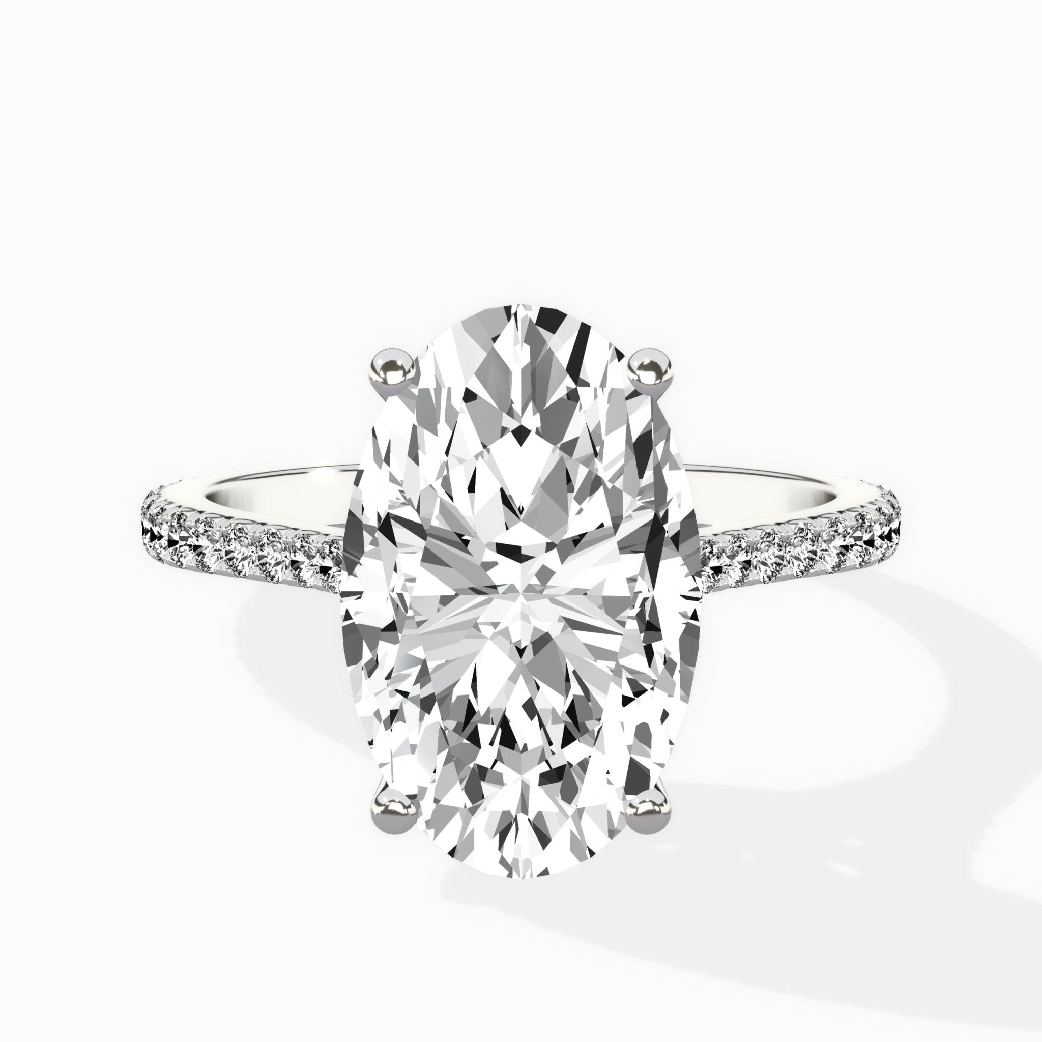 Brilliant Pave Shank Solitaire Ring Engagement Ring - The Better Diamonds