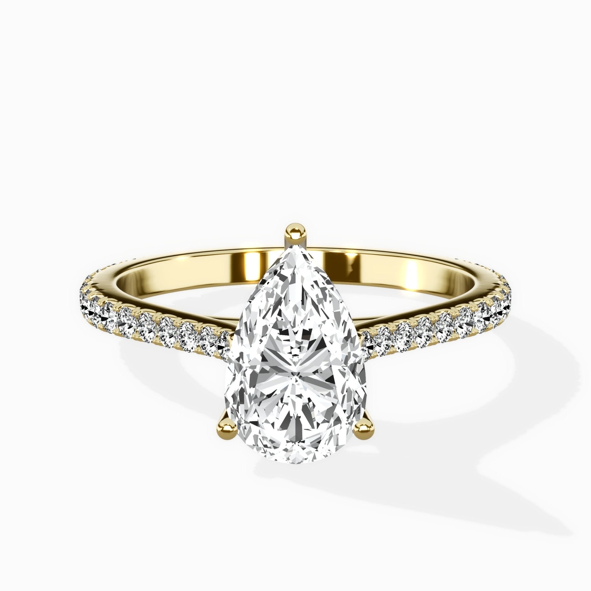 Brilliant Pave Shank Solitaire Ring Engagement Ring - The Better Diamonds