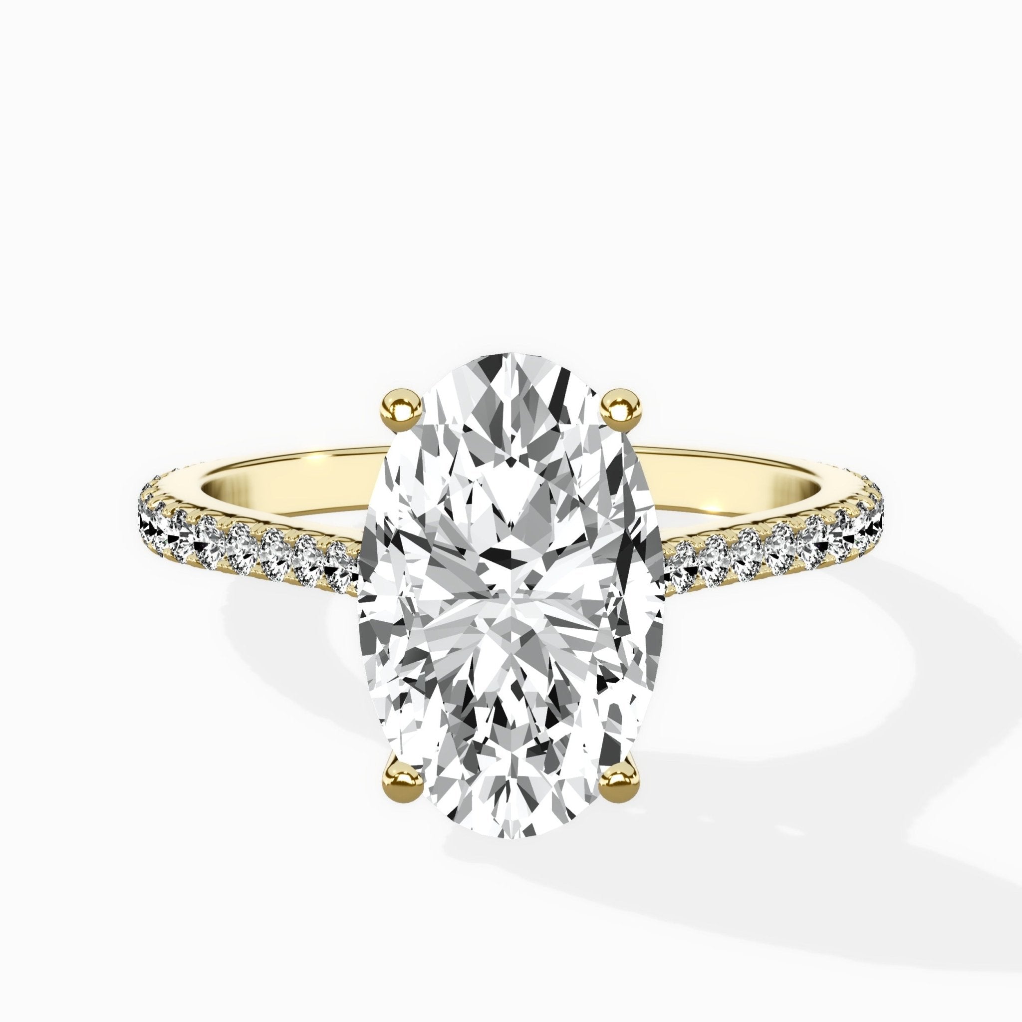 Brilliant Pave Shank Solitaire Ring Engagement Ring - The Better Diamonds