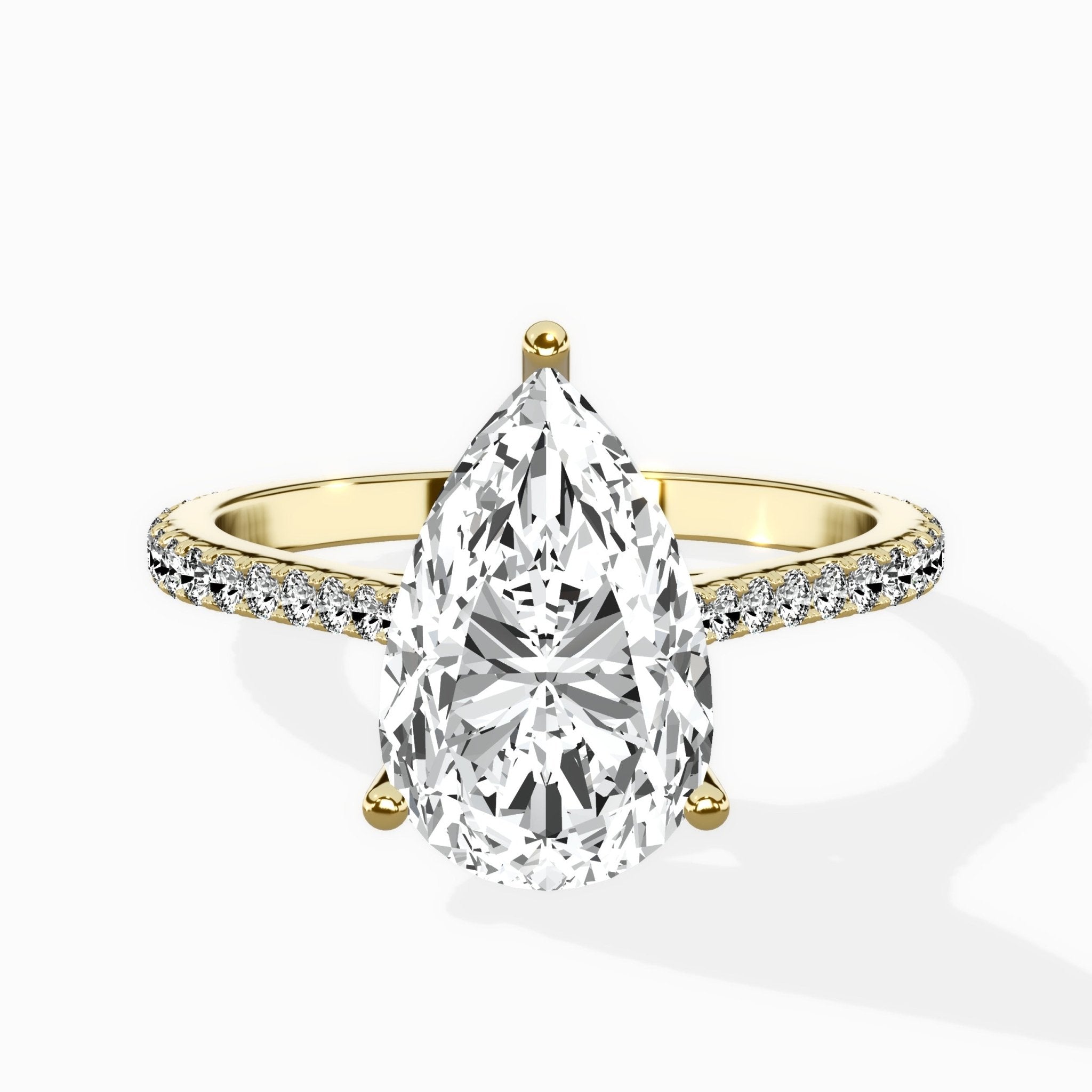 Brilliant Pave Shank Solitaire Ring Engagement Ring - The Better Diamonds