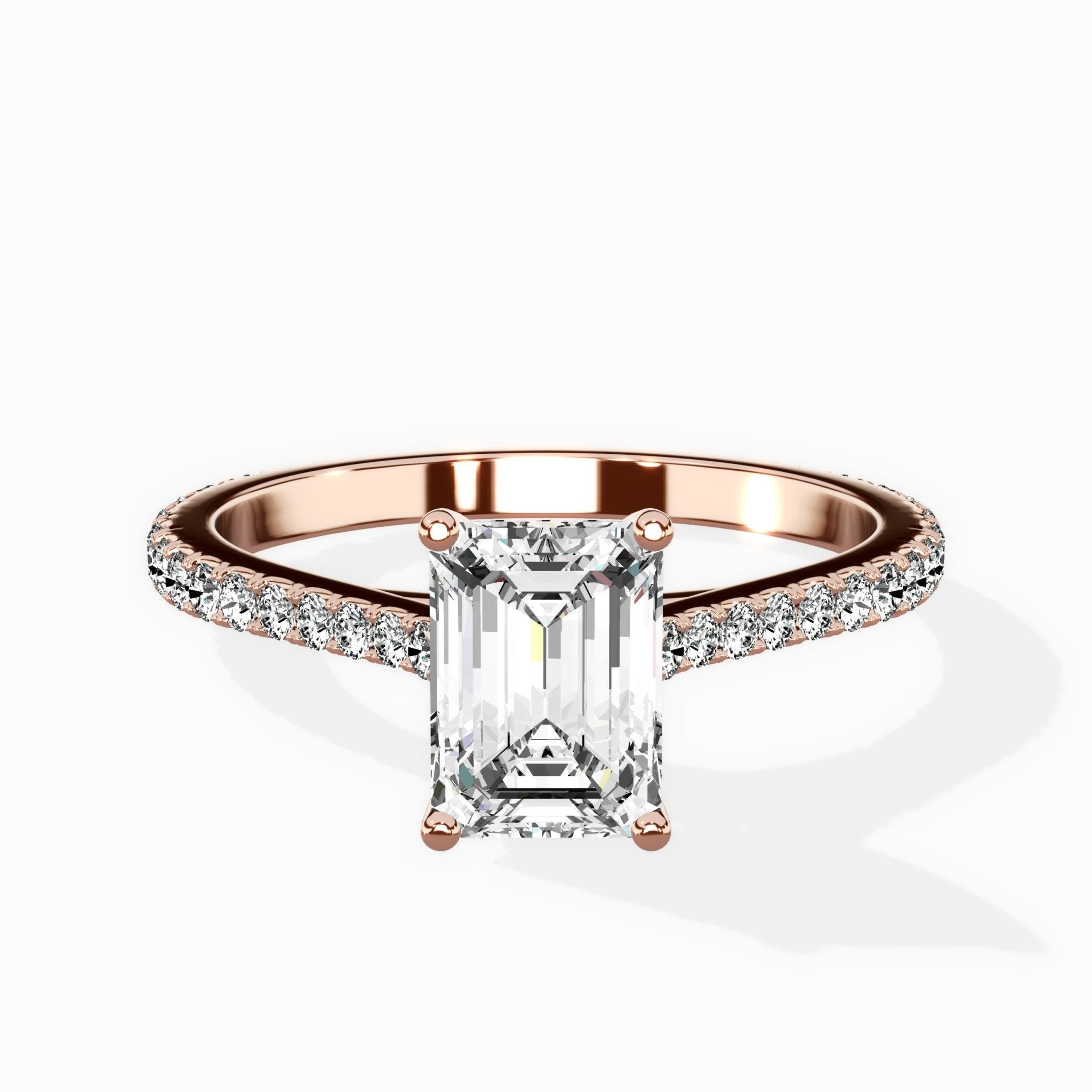 Brilliant Pave Shank Solitaire Ring Engagement Ring - The Better Diamonds