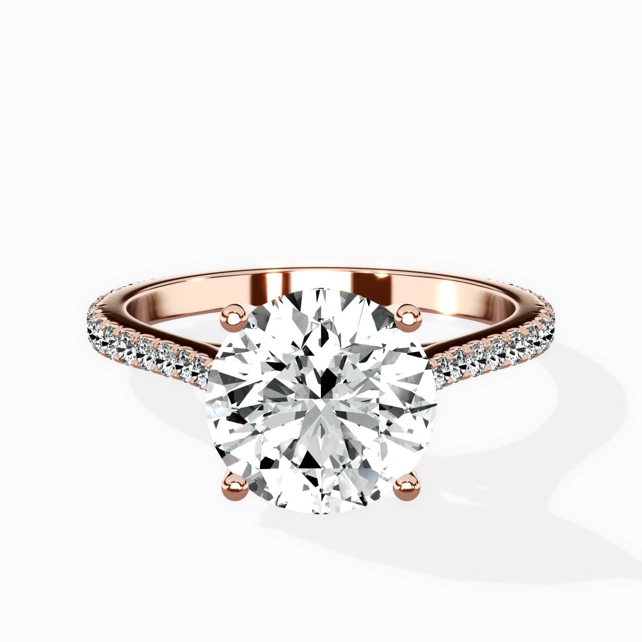 Brilliant Pave Shank Solitaire Ring Engagement Ring - The Better Diamonds