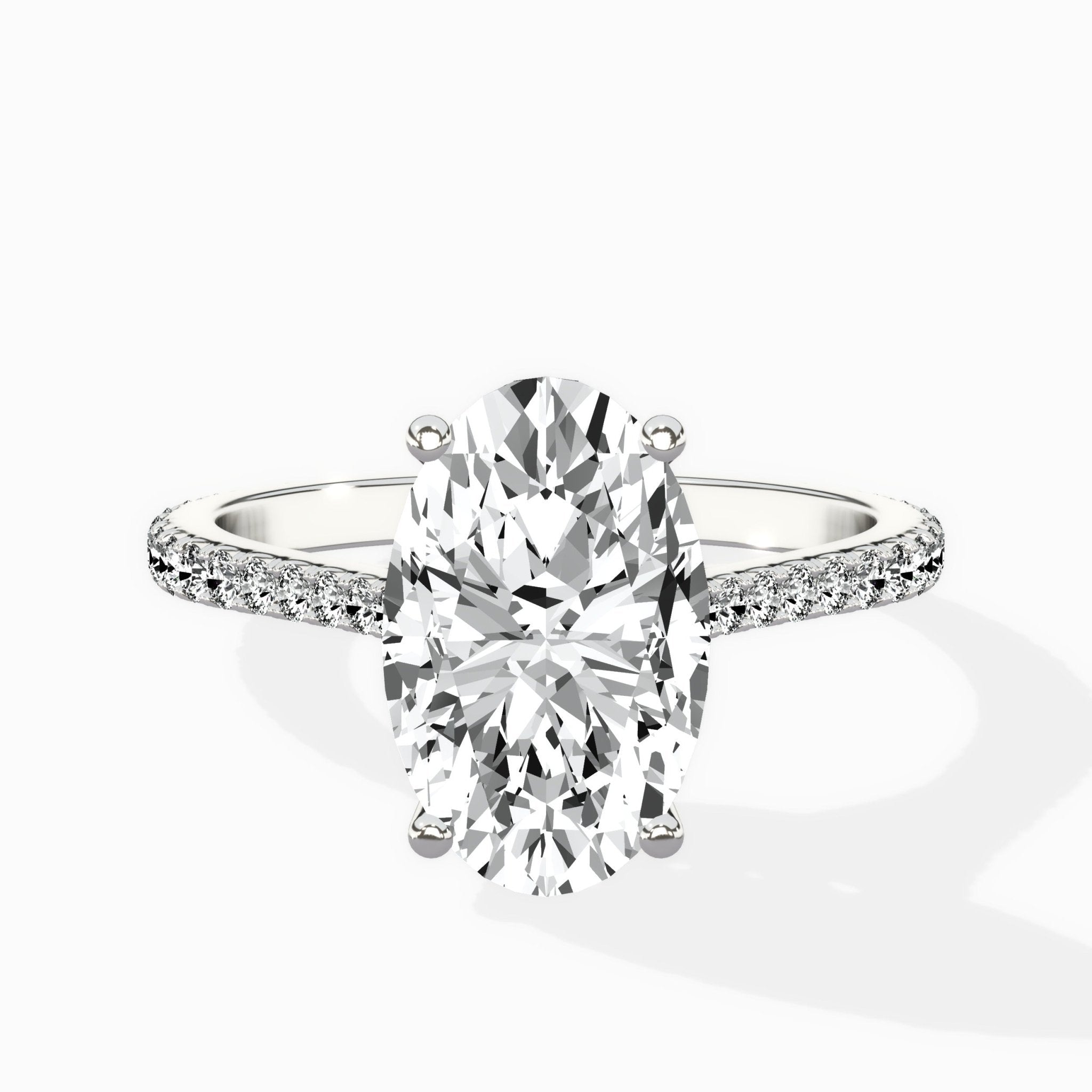 Brilliant Pave Shank Solitaire Ring Engagement Ring - The Better Diamonds