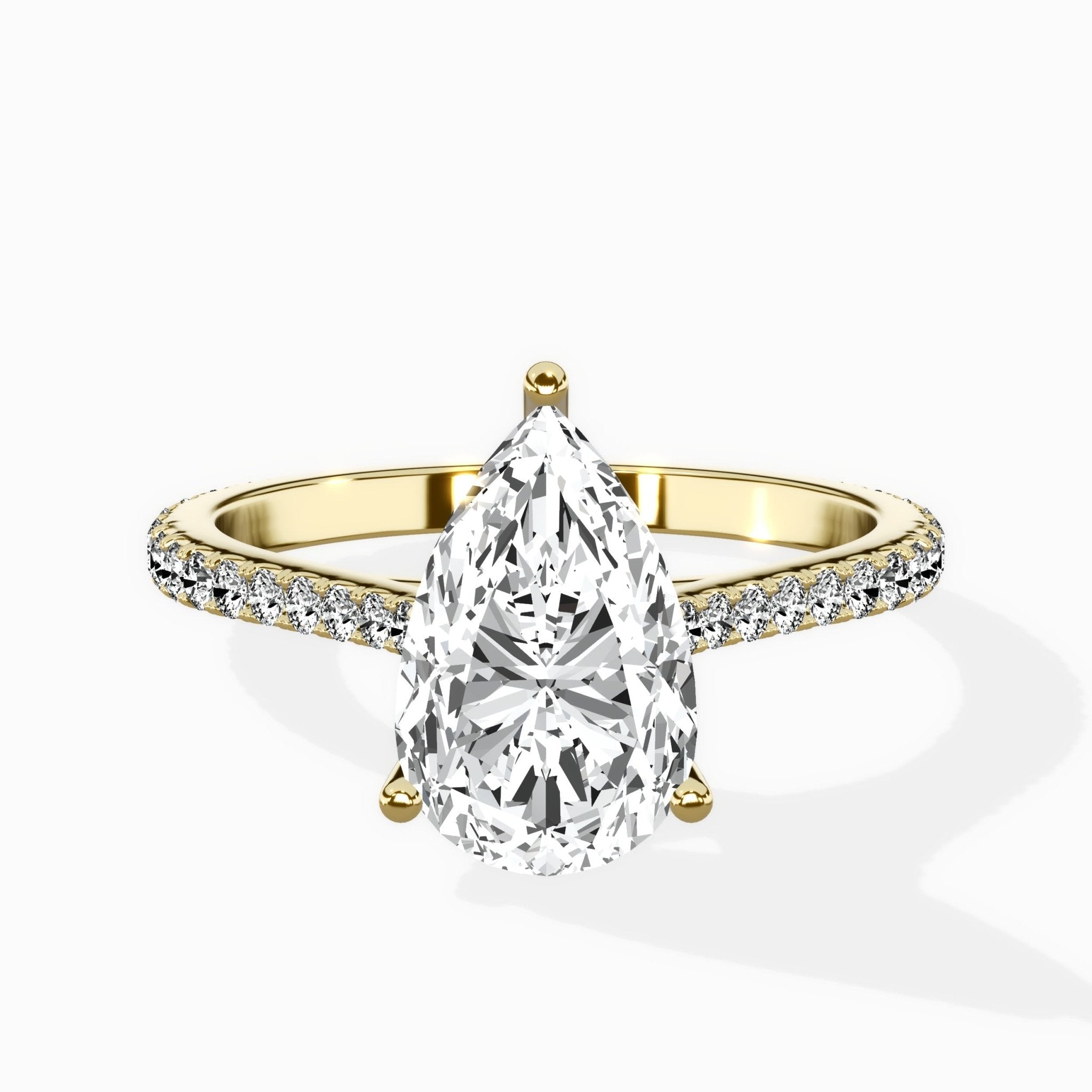 Brilliant Pave Shank Solitaire Ring Engagement Ring - The Better Diamonds
