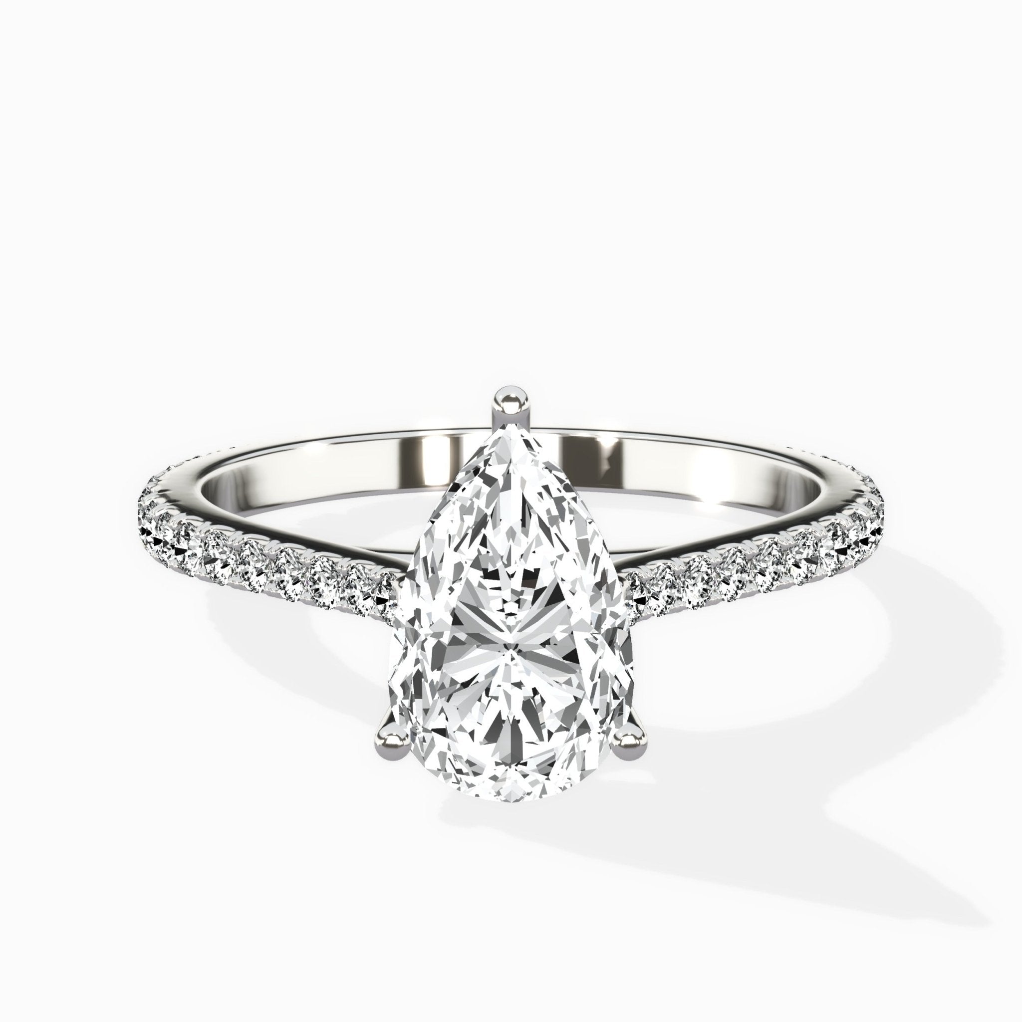Brilliant Pave Shank Solitaire Ring Engagement Ring - The Better Diamonds