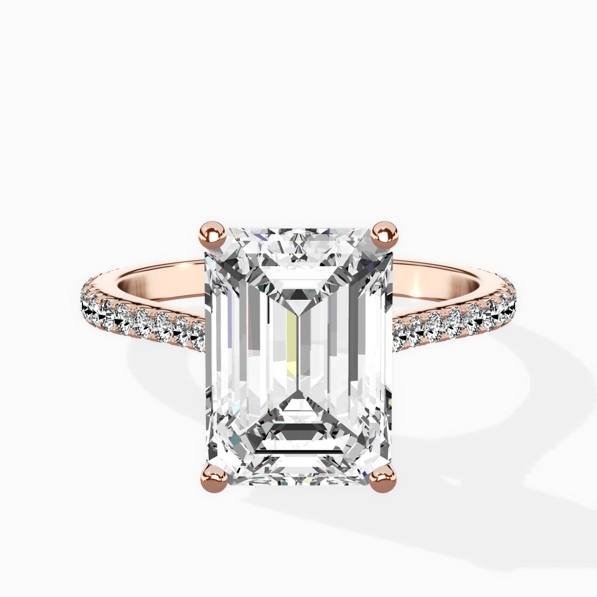 Brilliant Pave Shank Solitaire Ring Engagement Ring - The Better Diamonds