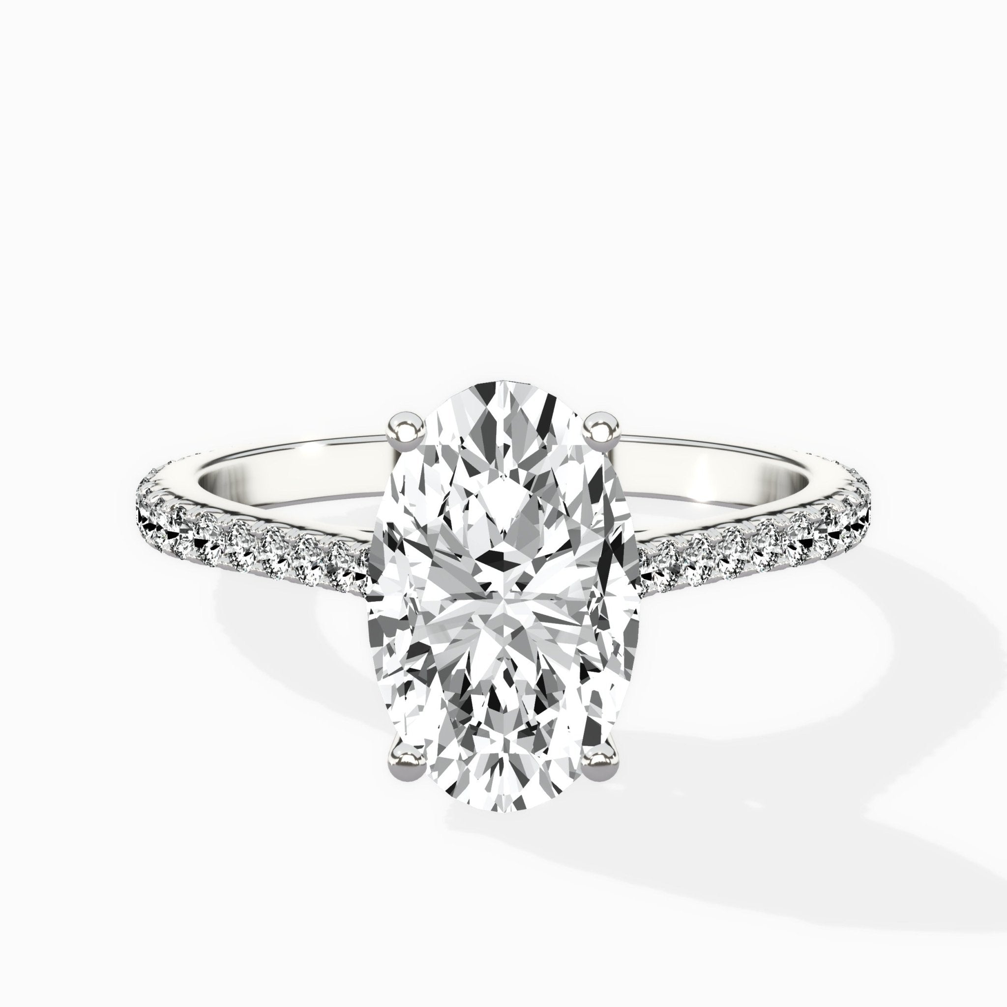 Brilliant Pave Shank Solitaire Ring Engagement Ring - The Better Diamonds