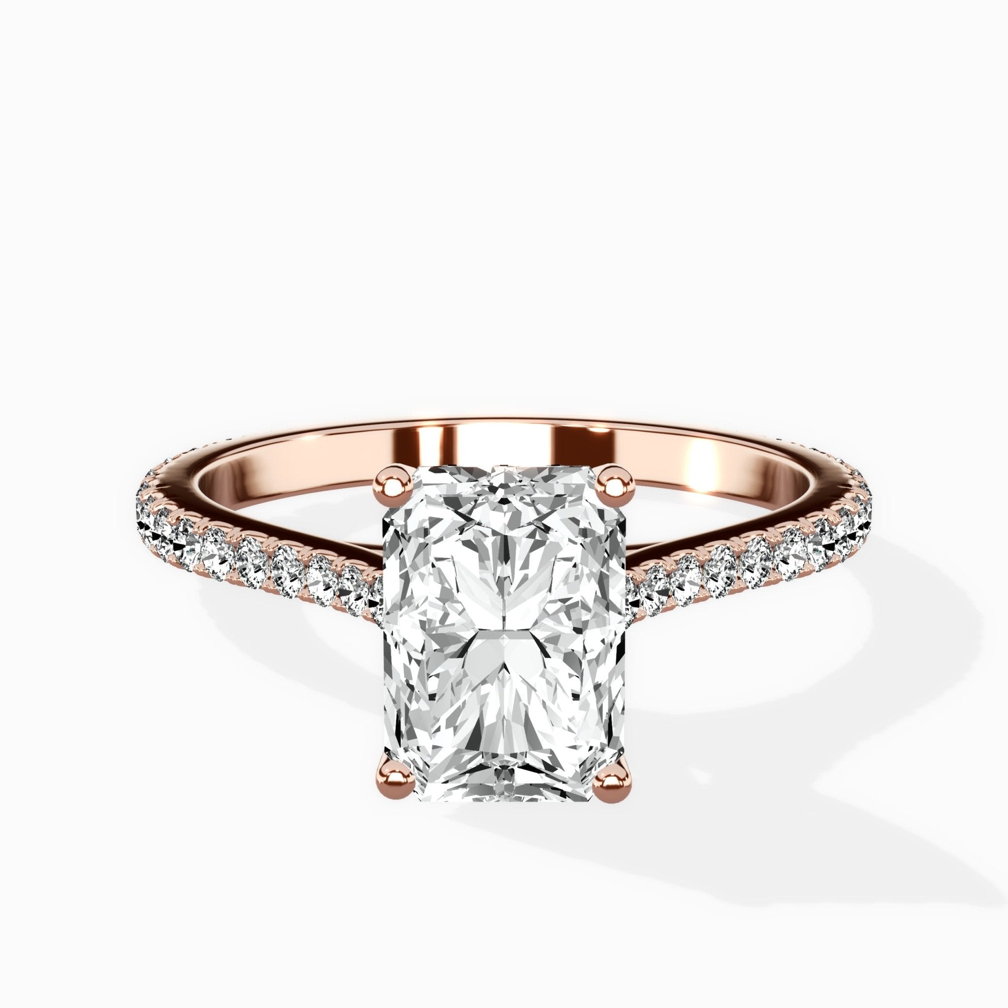 Brilliant Pave Shank Solitaire Ring Engagement Ring - The Better Diamonds