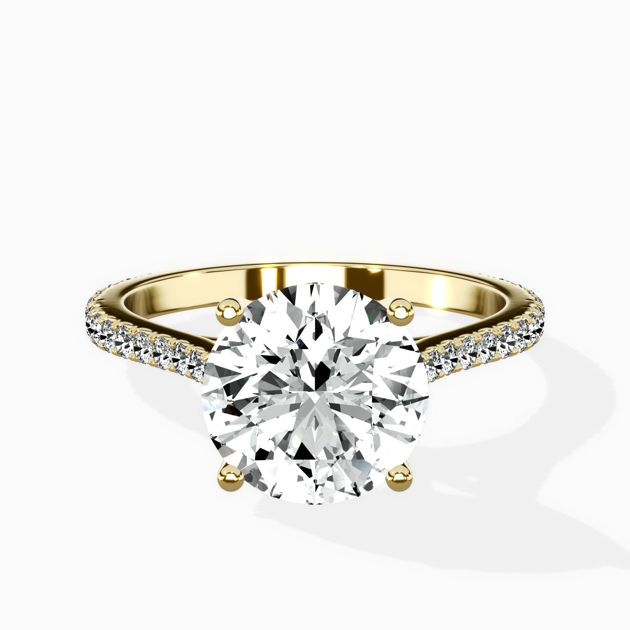 Brilliant Pave Shank Solitaire Ring Engagement Ring - The Better Diamonds
