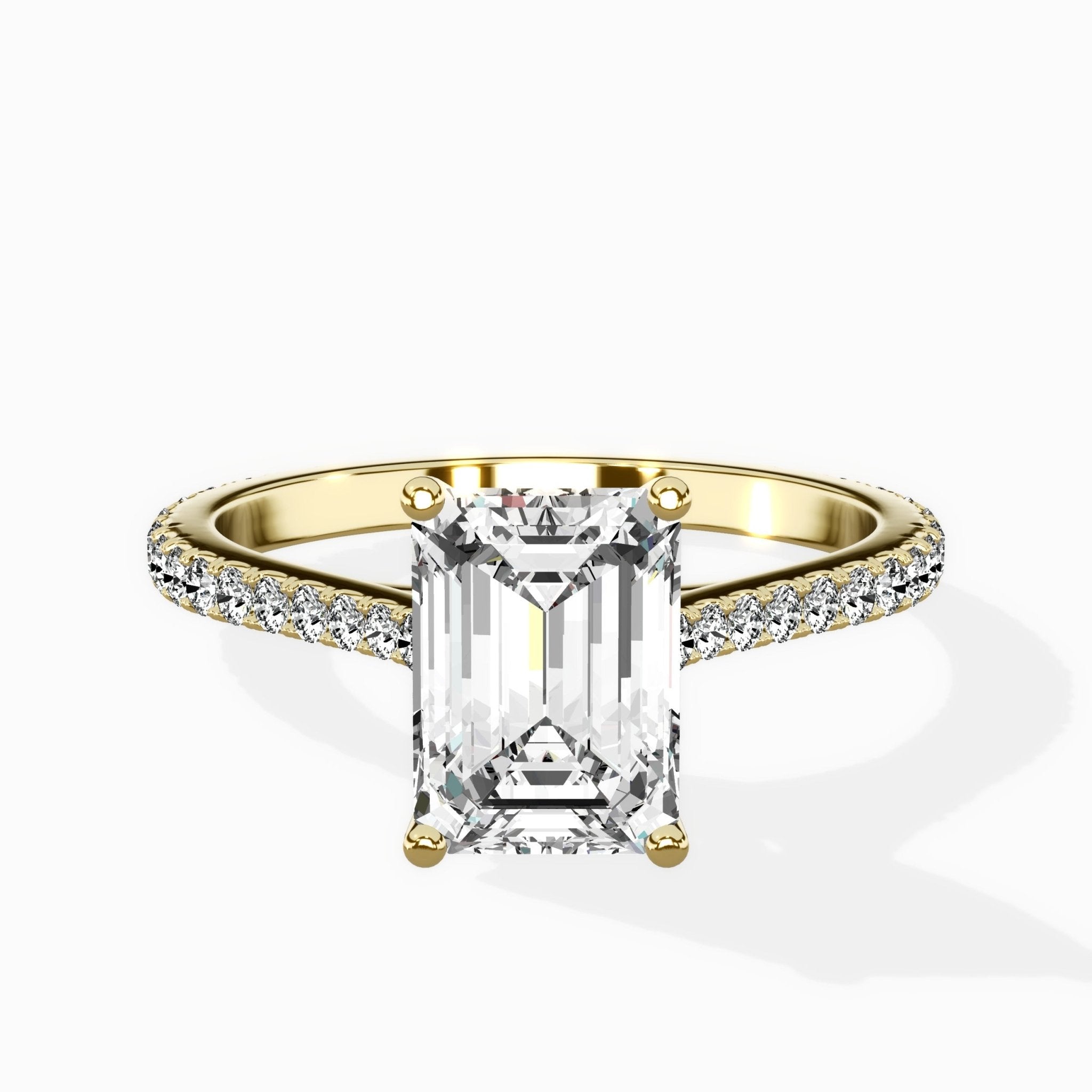Brilliant Pave Shank Solitaire Ring Engagement Ring - The Better Diamonds
