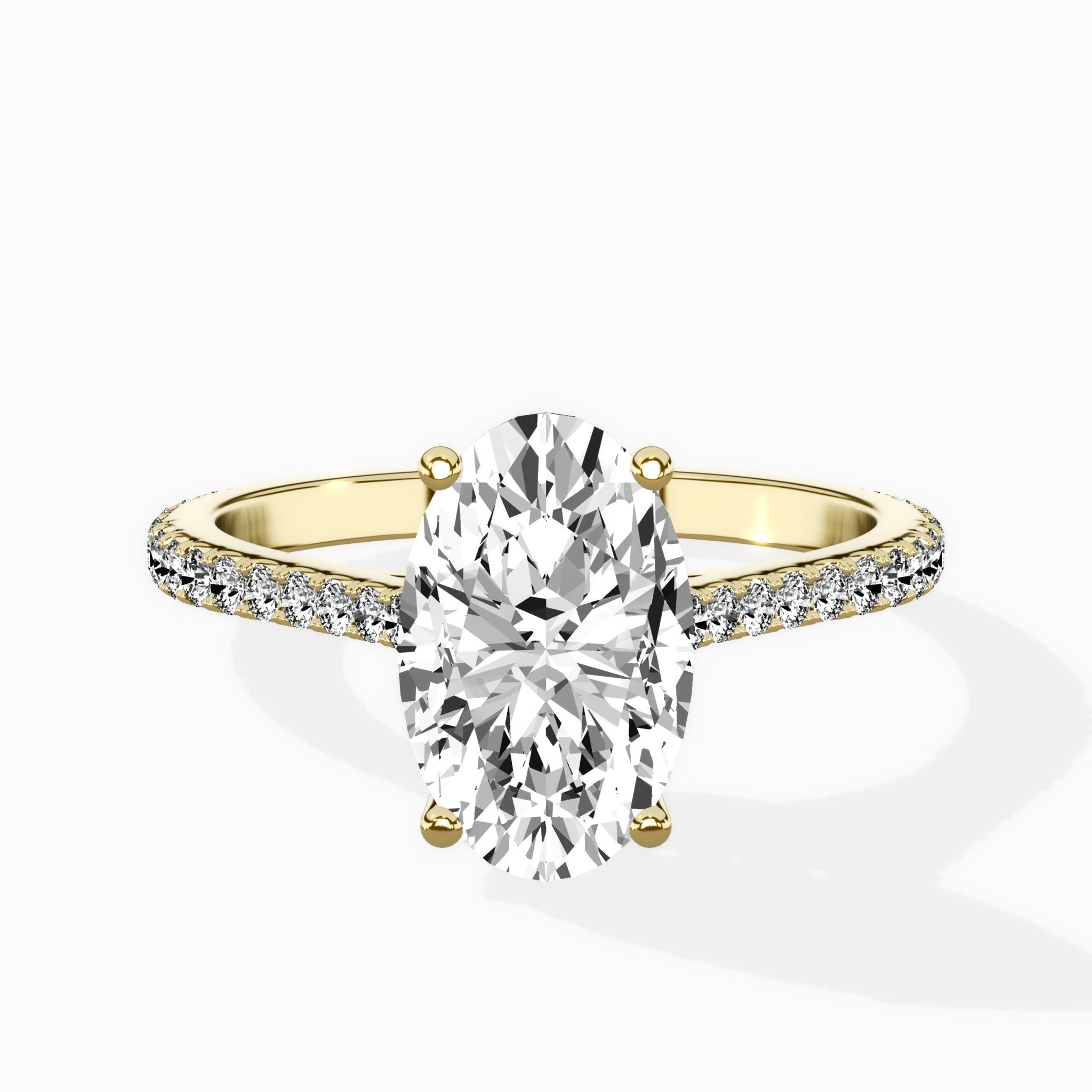 Brilliant Pave Shank Solitaire Ring Engagement Ring - The Better Diamonds
