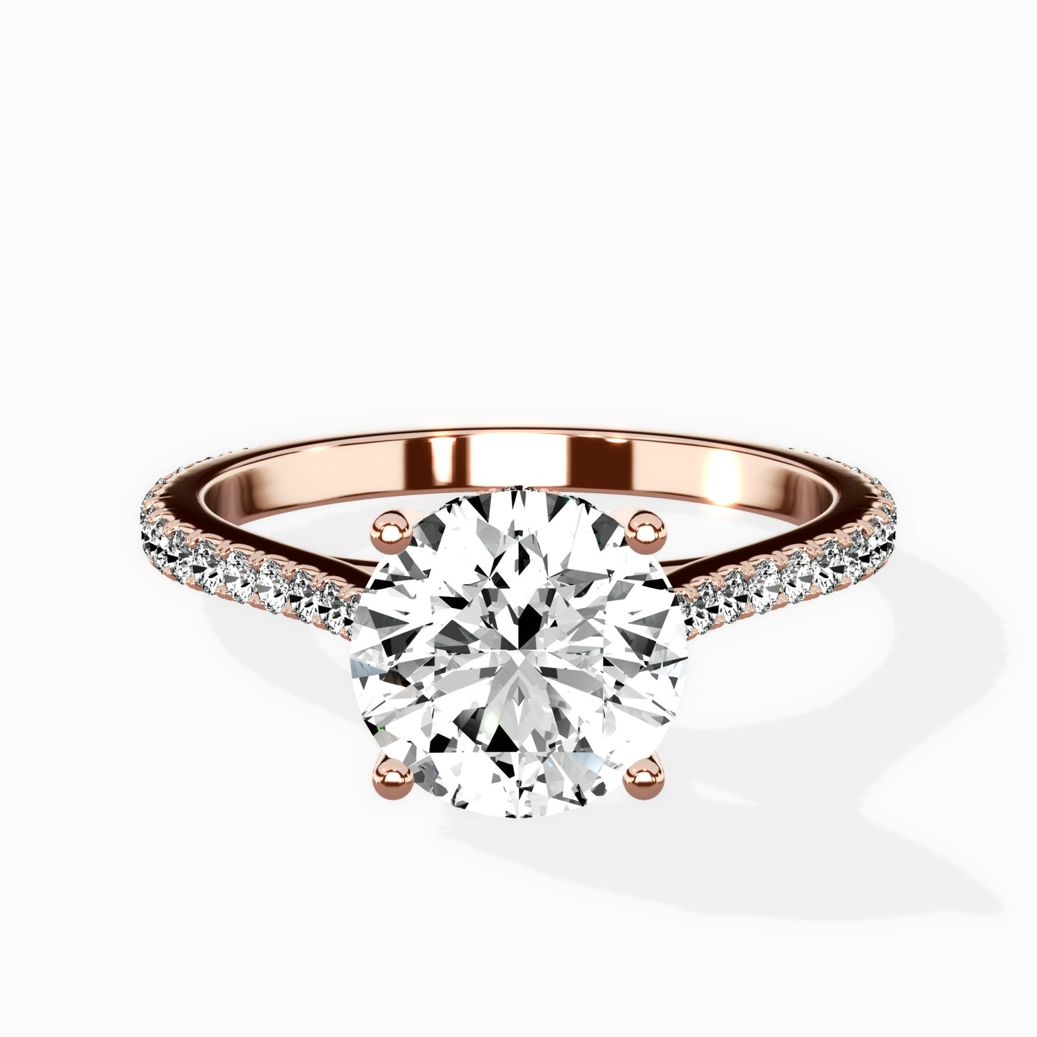 Brilliant Pave Shank Solitaire Ring Engagement Ring - The Better Diamonds