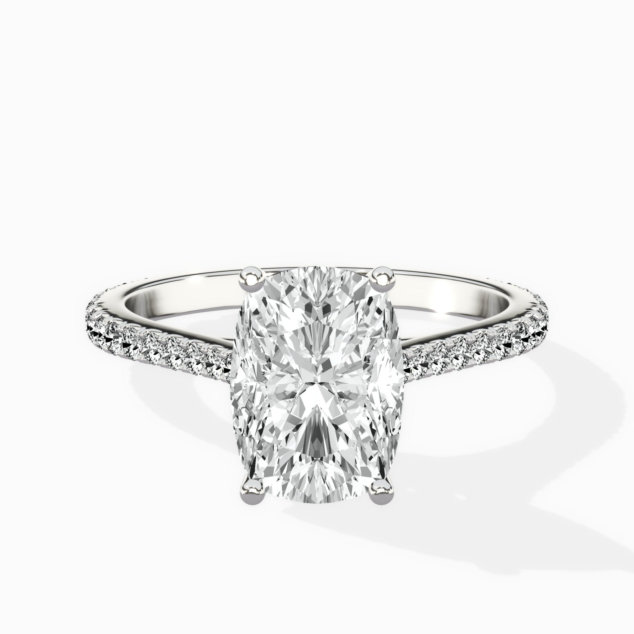 Brilliant Pave Shank Solitaire Ring Engagement Ring - The Better Diamonds