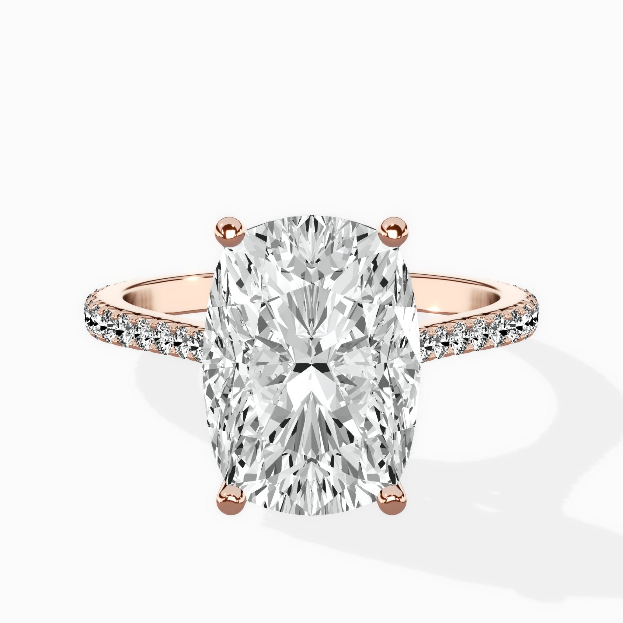 Brilliant Pave Shank Solitaire Ring Engagement Ring - The Better Diamonds