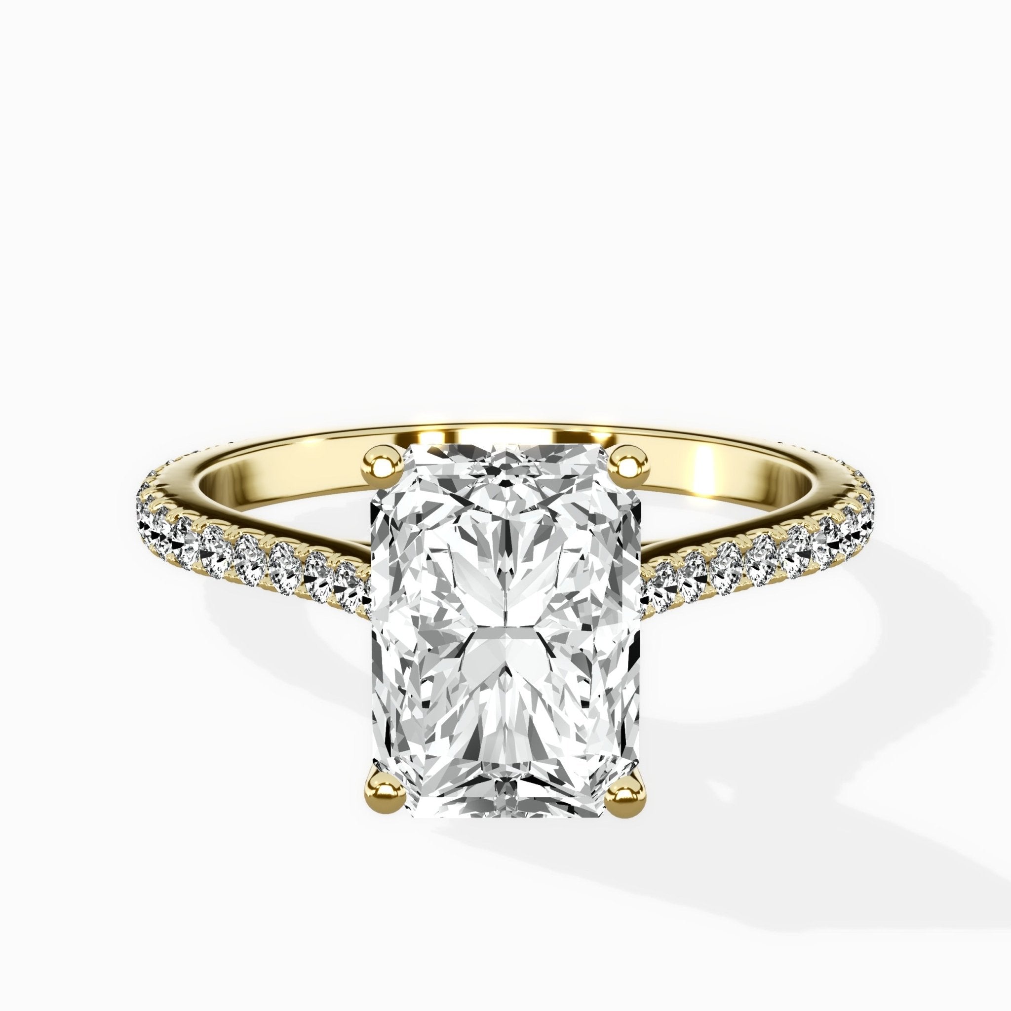 Brilliant Pave Shank Solitaire Ring Engagement Ring - The Better Diamonds