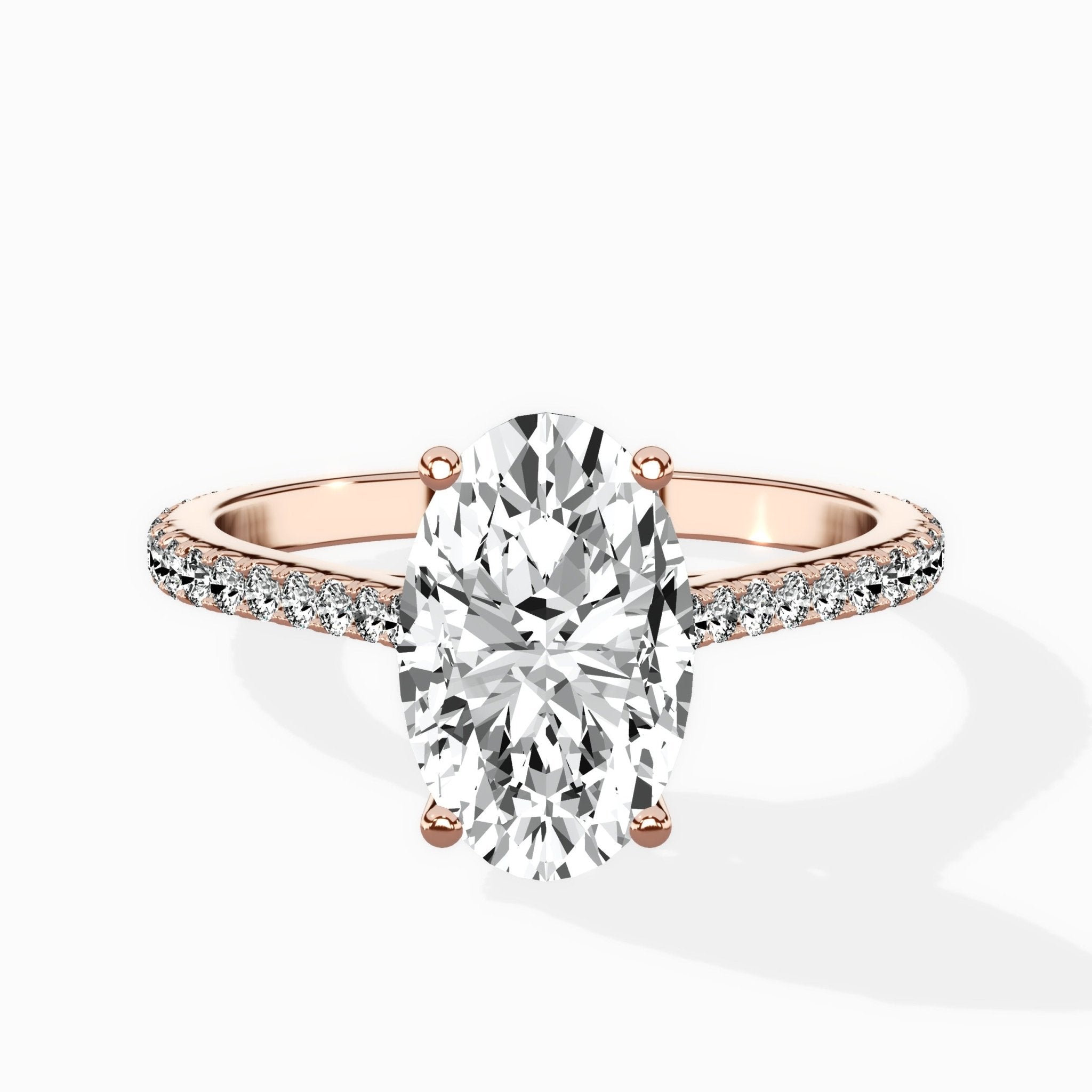 Brilliant Pave Shank Solitaire Ring Engagement Ring - The Better Diamonds