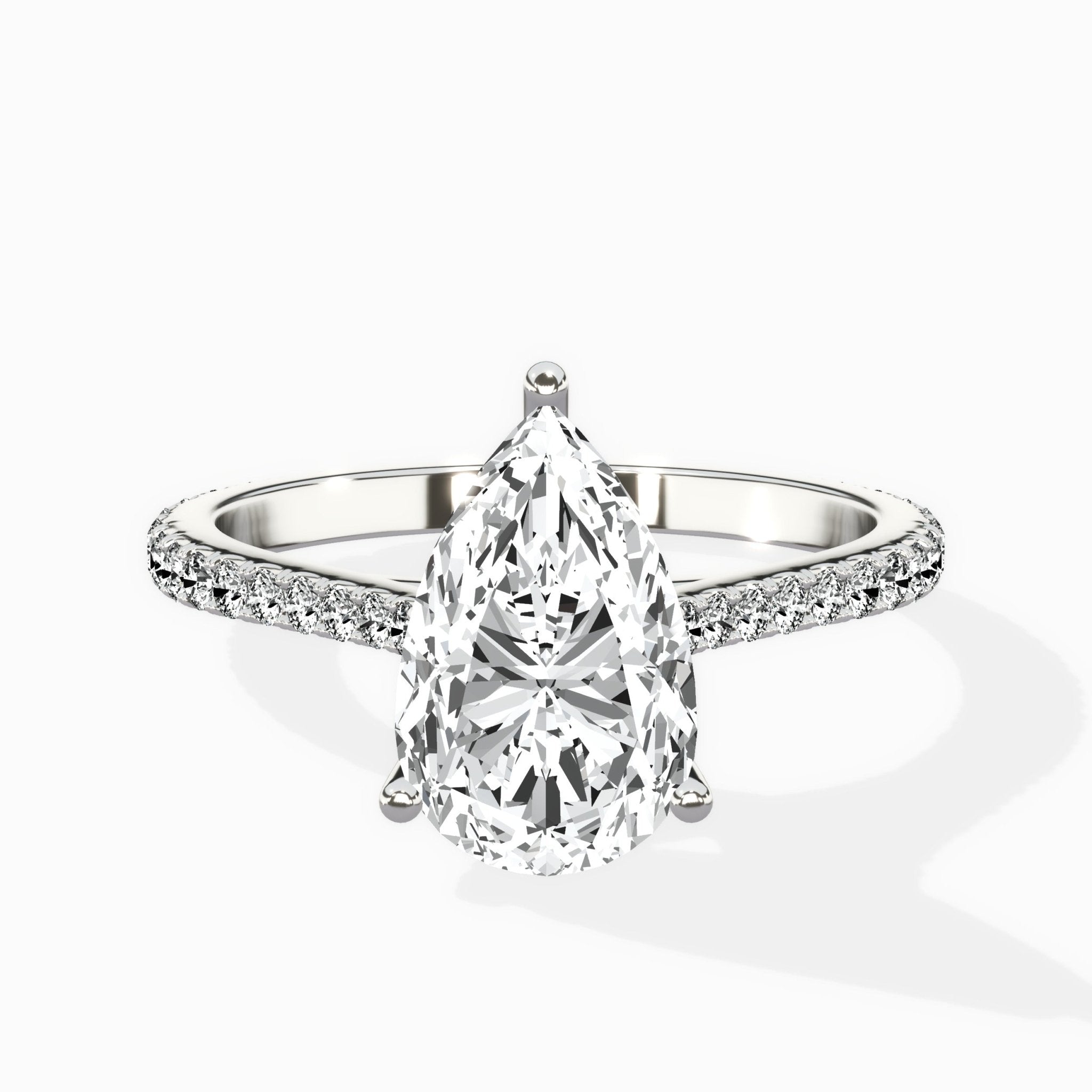 Brilliant Pave Shank Solitaire Ring Engagement Ring - The Better Diamonds
