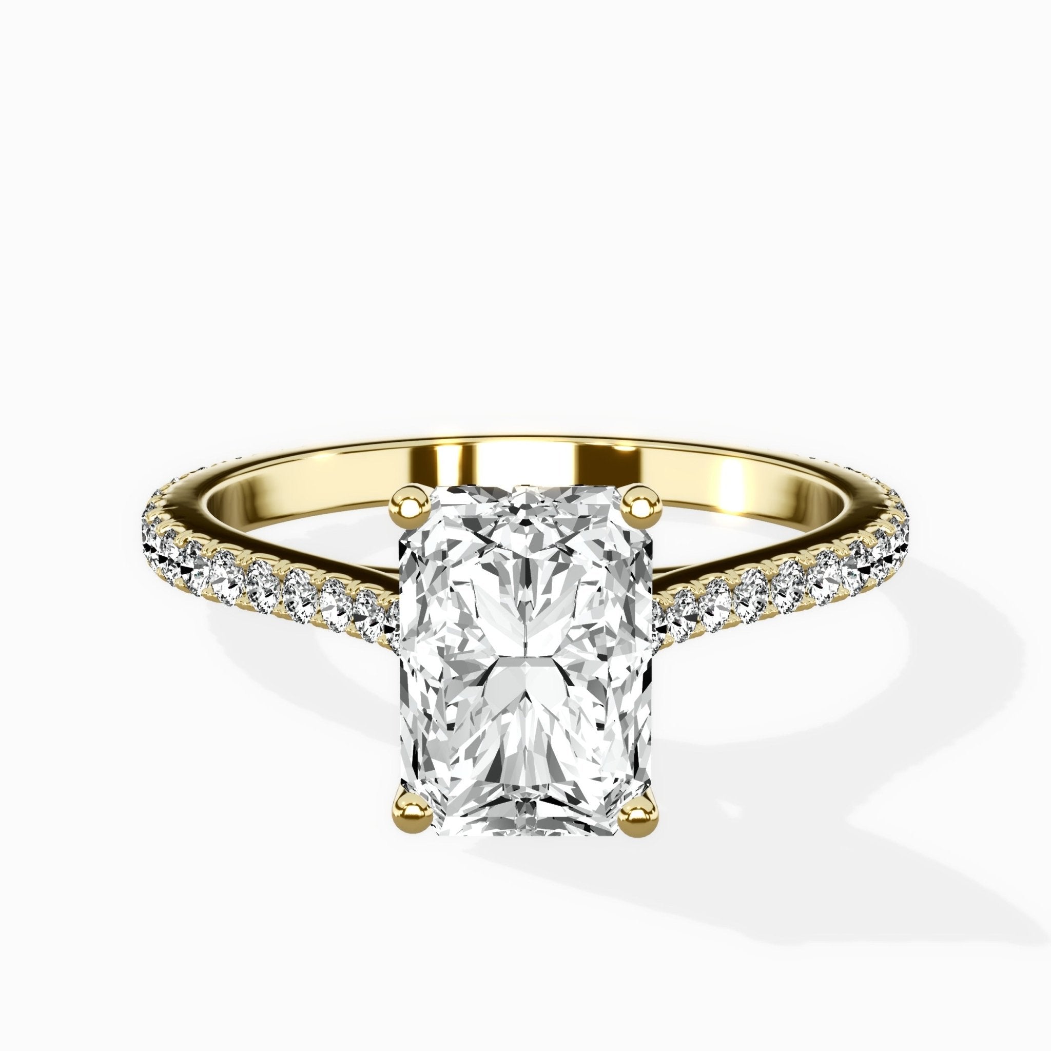 Brilliant Pave Shank Solitaire Ring Engagement Ring - The Better Diamonds