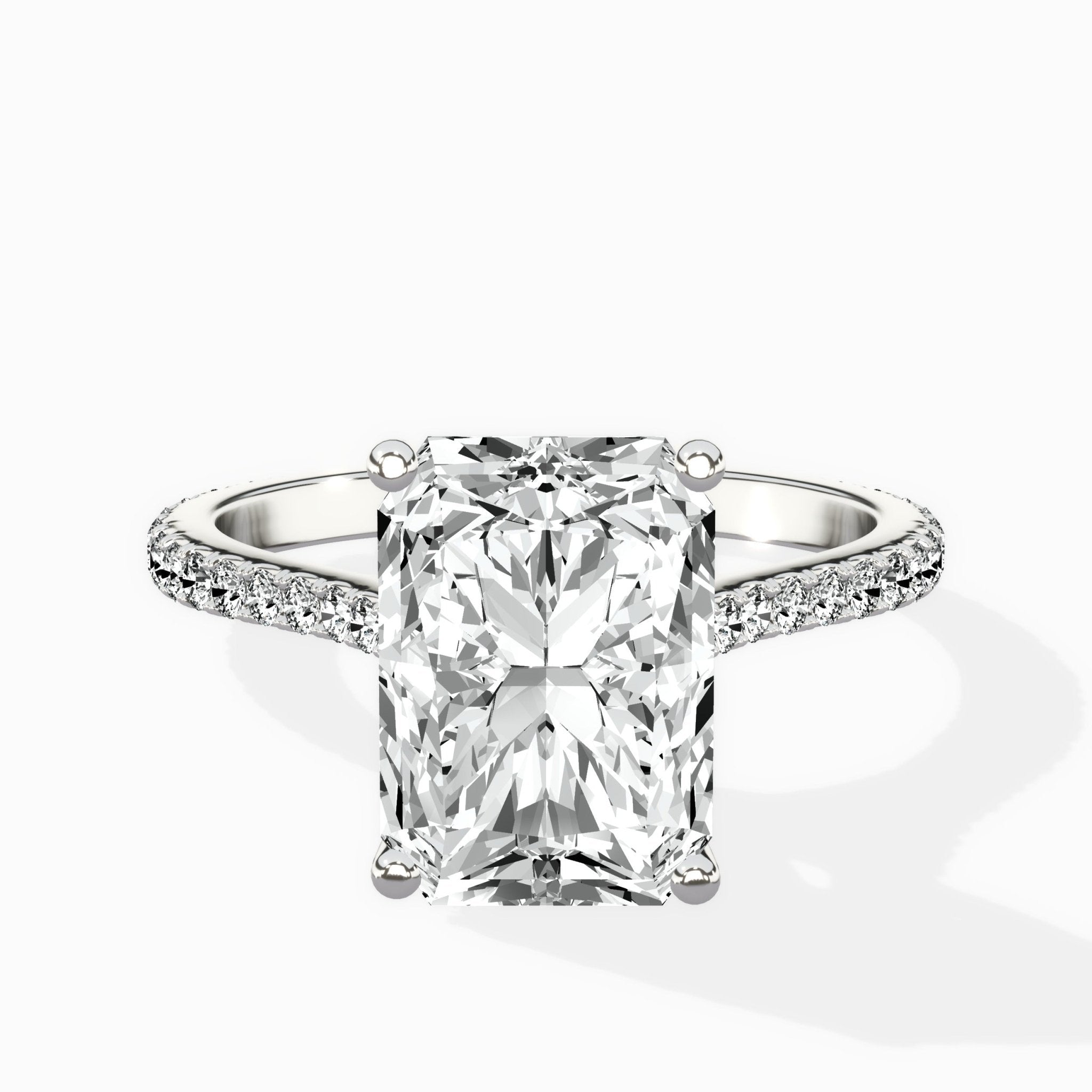 Brilliant Pave Shank Solitaire Ring Engagement Ring - The Better Diamonds