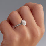 Channel Set Solitaire Oval Engagement Ring in White Gold