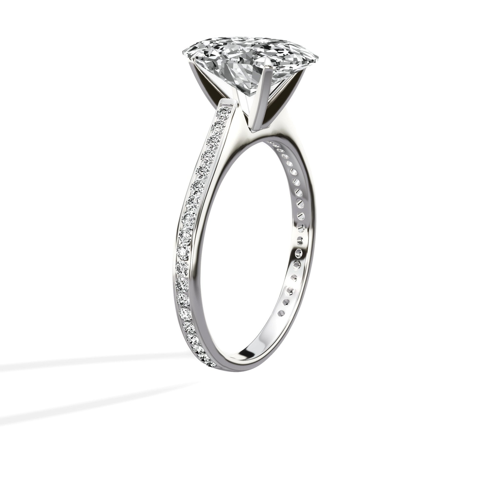 Channel Set Solitaire 2.10 ct Oval Engagement Ring in White Gold - The Better Diamonds