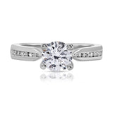 Tapered Solitaire Round Engagement Ring in White Gold