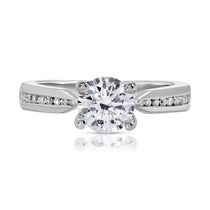 Tapered Solitaire Round Engagement Ring in White Gold