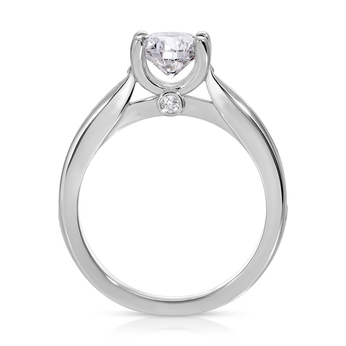 Tapered Solitaire Round Engagement Ring in White Gold