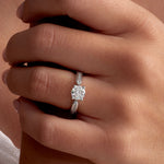 Tapered Solitaire Round Engagement Ring in White Gold