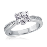 Tapered Solitaire Round Engagement Ring in White Gold