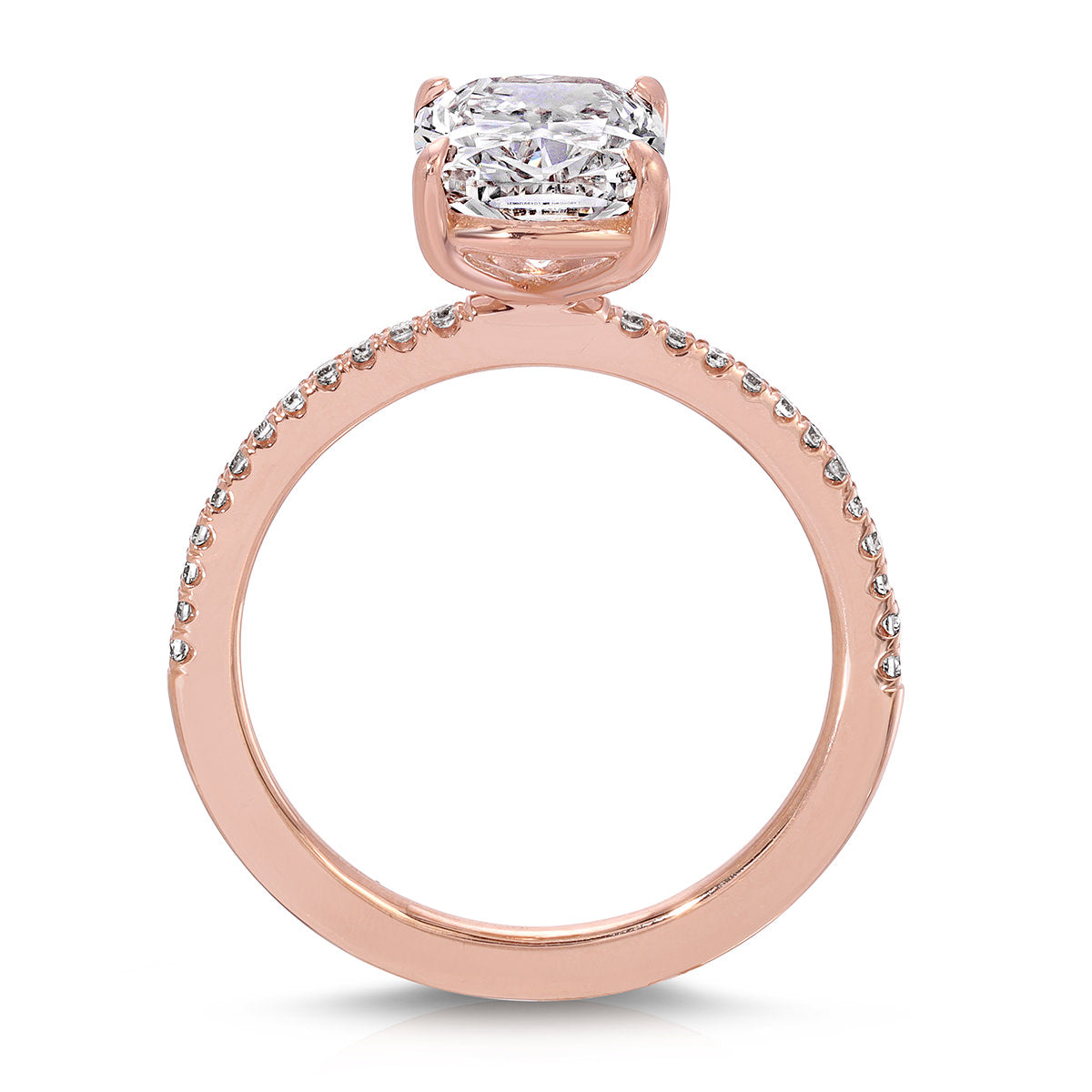 Fortuna Solitaire Cushion Engagement Ring in Rose Gold