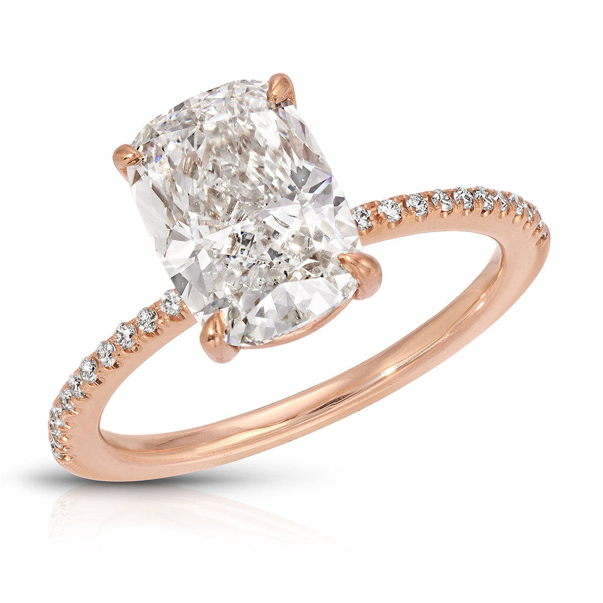 Fortuna Solitaire Cushion Engagement Ring in Rose Gold