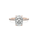 Fortuna Solitaire Long Cushion Engagement Ring in Rose Gold