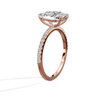 Fortuna Solitaire Long Cushion Engagement Ring in Rose Gold