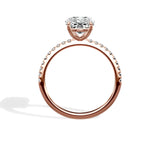 Fortuna Solitaire Long Cushion Engagement Ring in Rose Gold