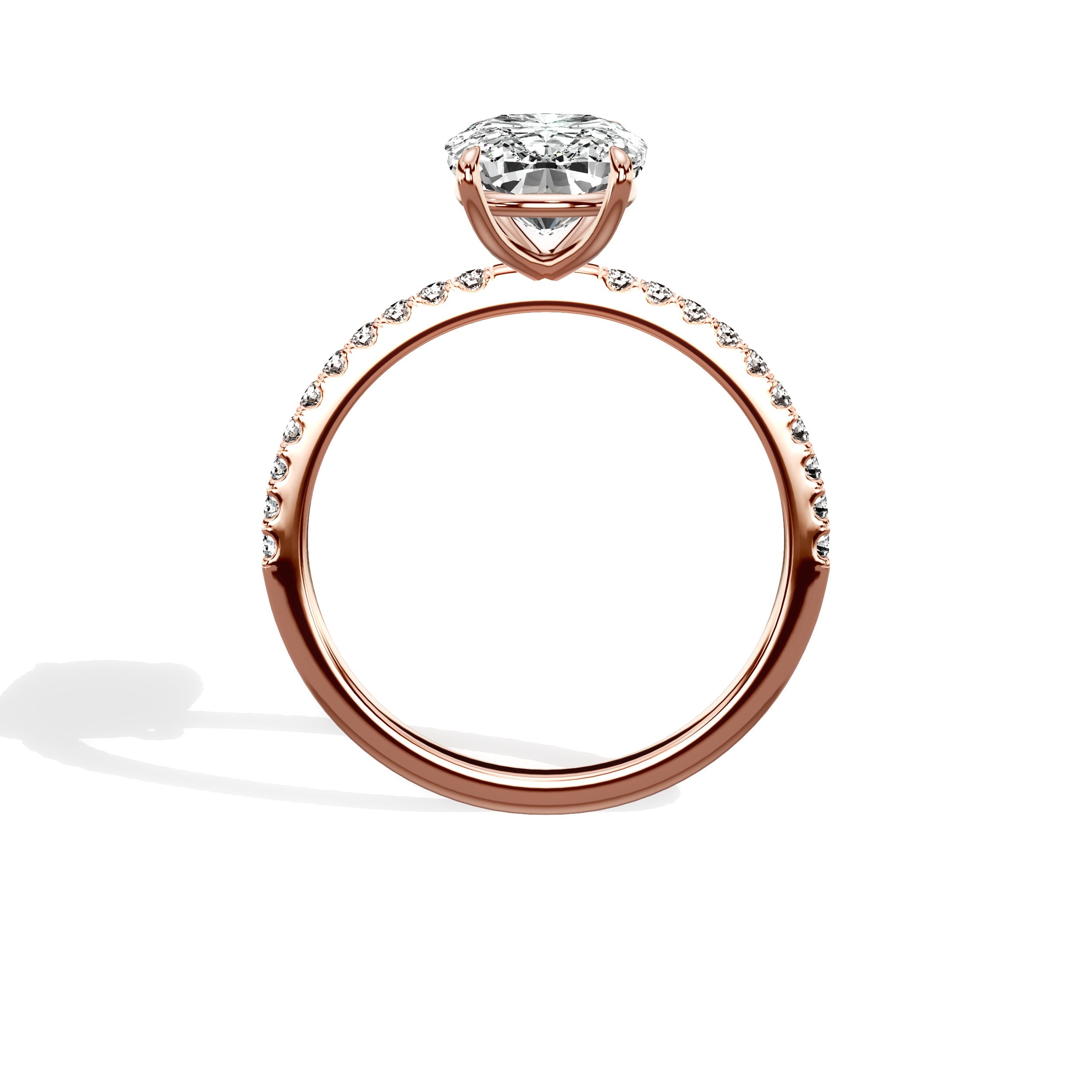 Fortuna Solitaire Long Cushion Engagement Ring in Rose Gold