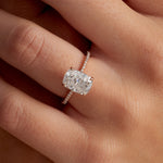 Fortuna Solitaire Long Cushion Engagement Ring in Rose Gold